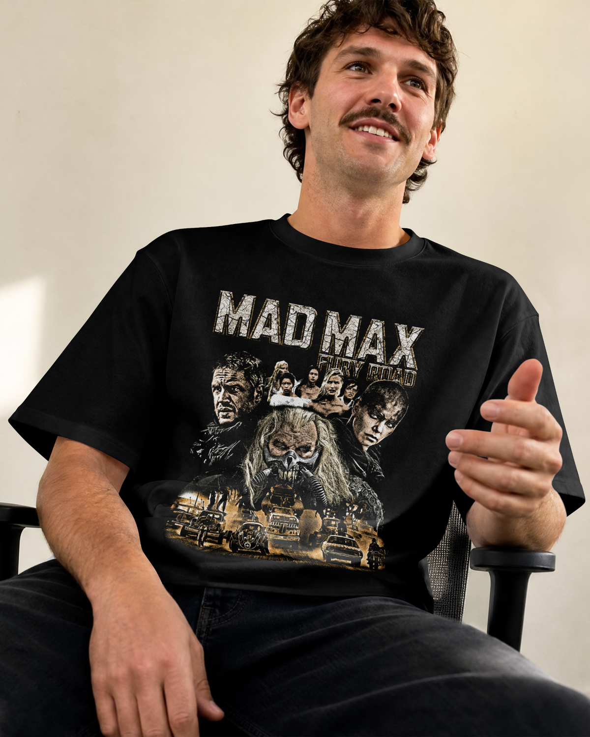 Camiseta Preta Mad Max Fury Road Immortan Joe