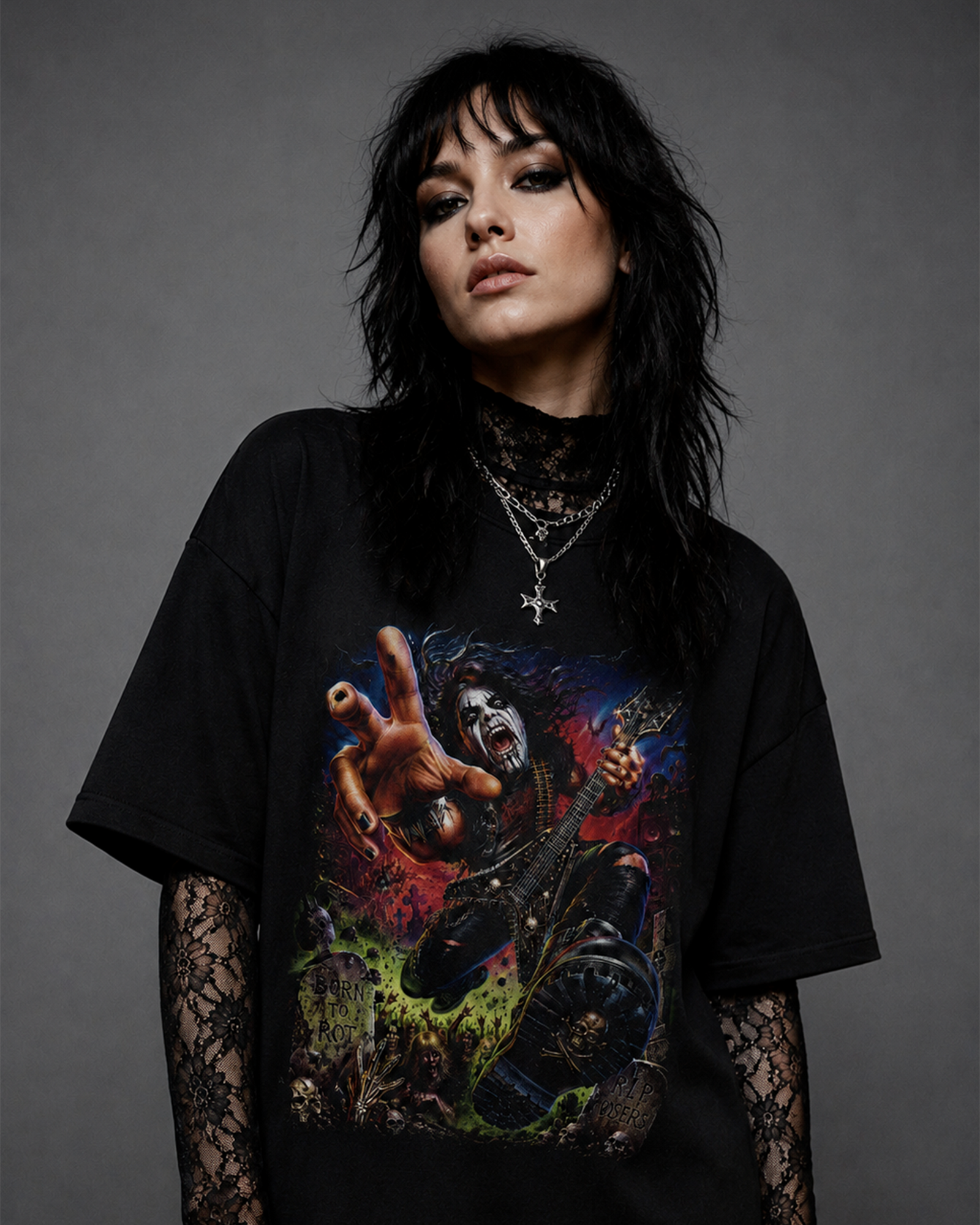 Camiseta Preta Metal Maniac Born to Rot