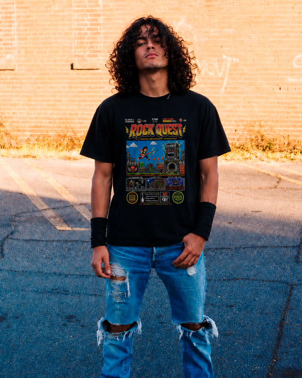 Camiseta Preta Rock Quest The Ultimate Power Chord Adventure