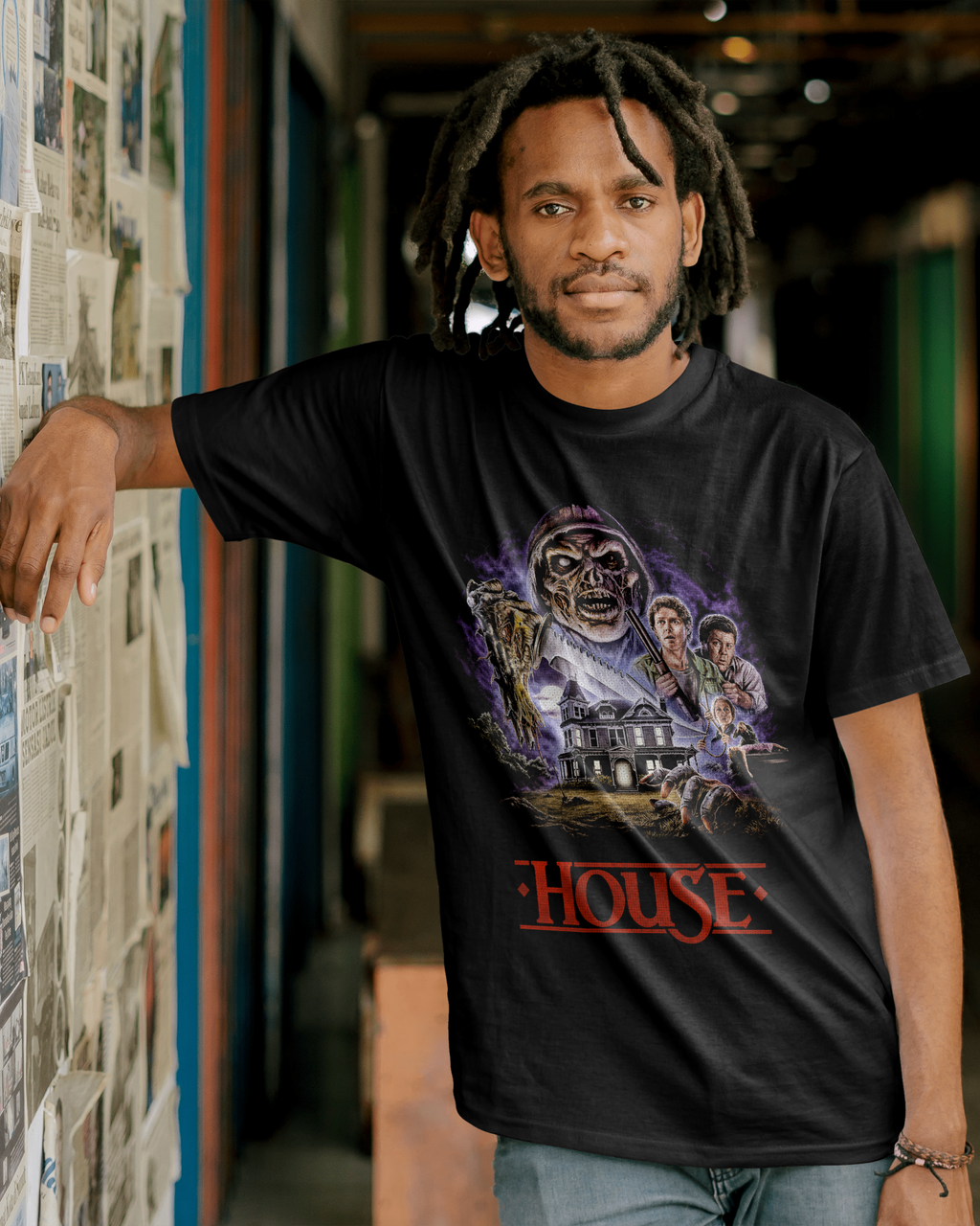 Camiseta Preta House Horror Classic 1985