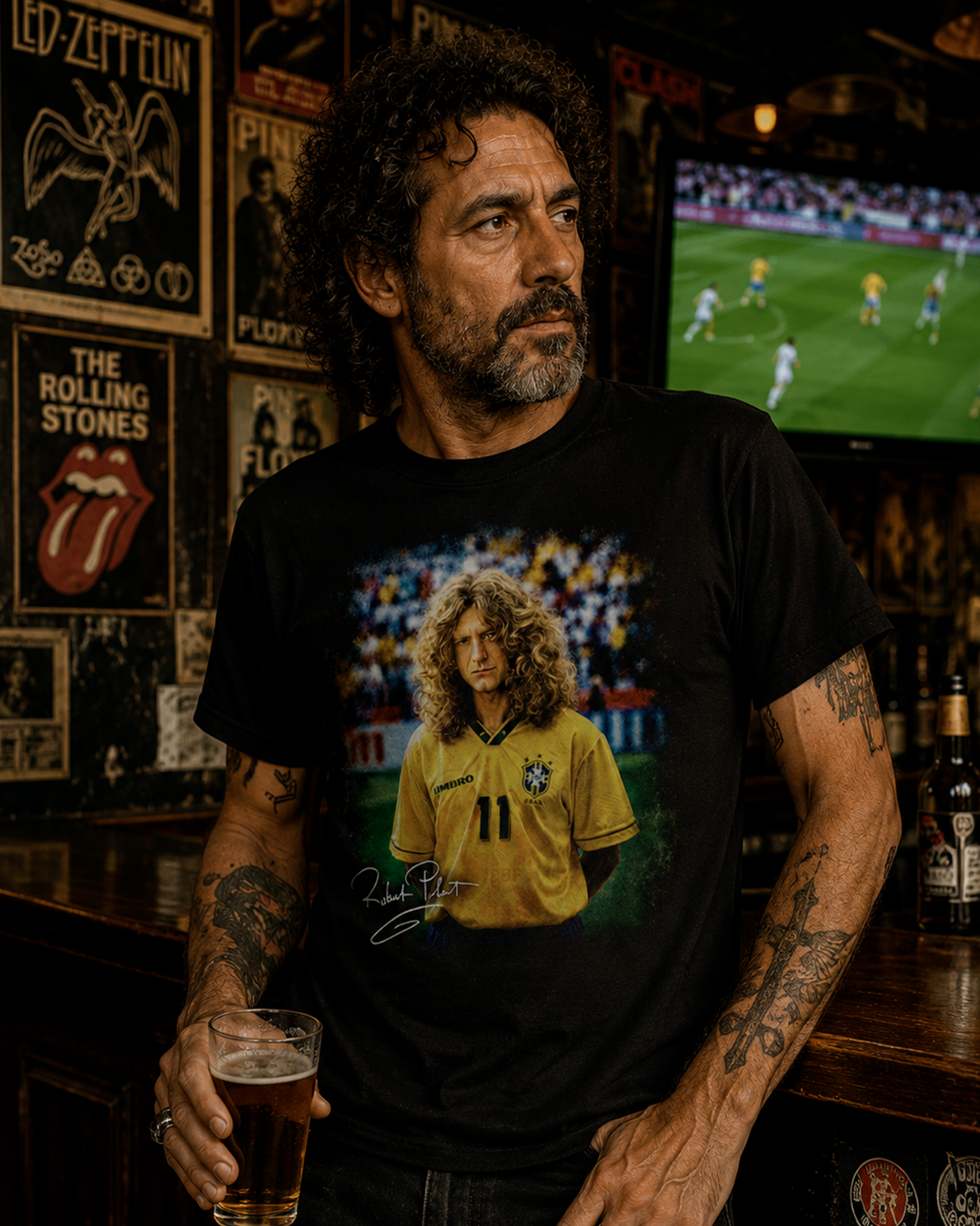 Camiseta Preta Robert Plant Ídolo da Seleção do Rock