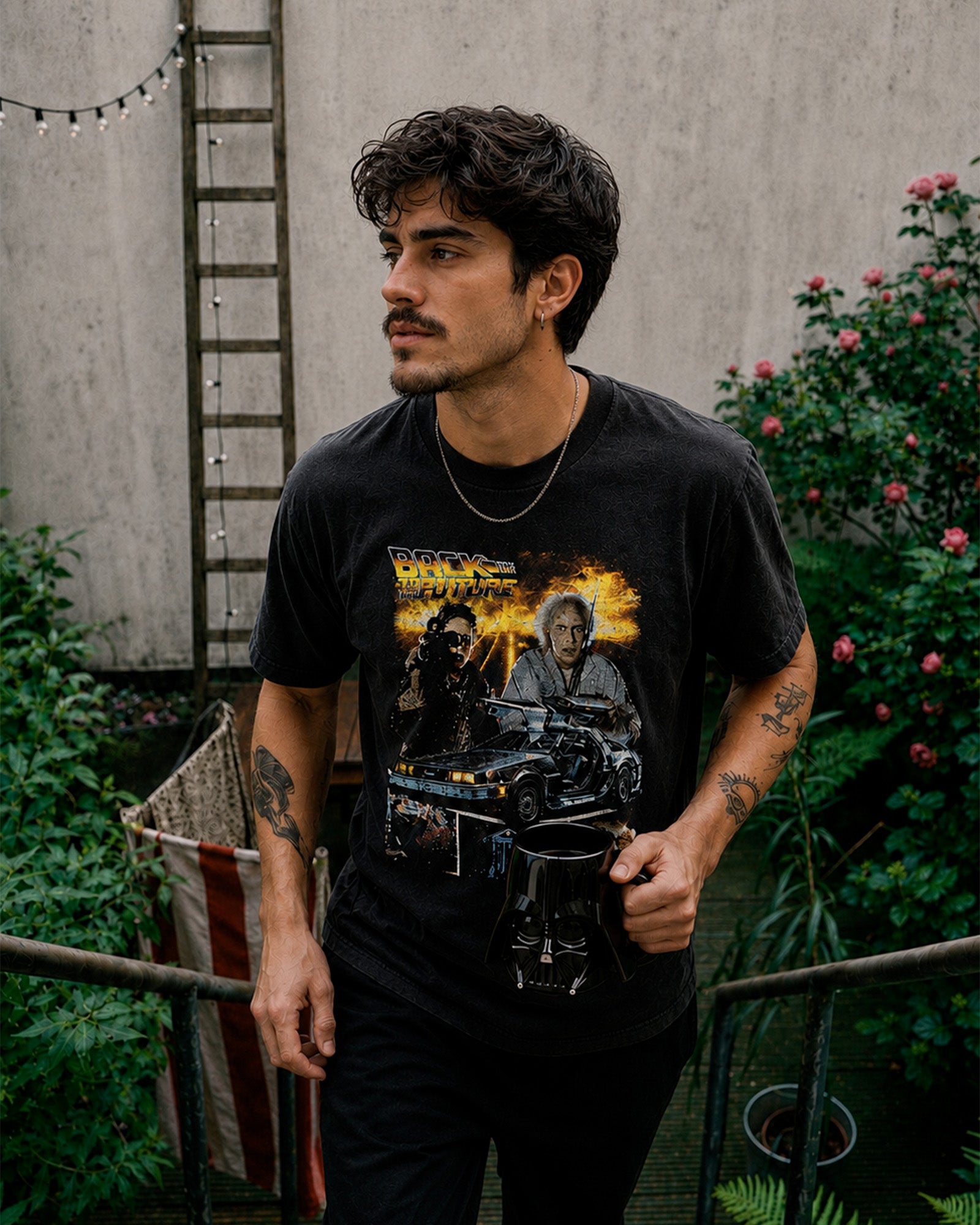 Camiseta Preta Back to the Future Great Scott!