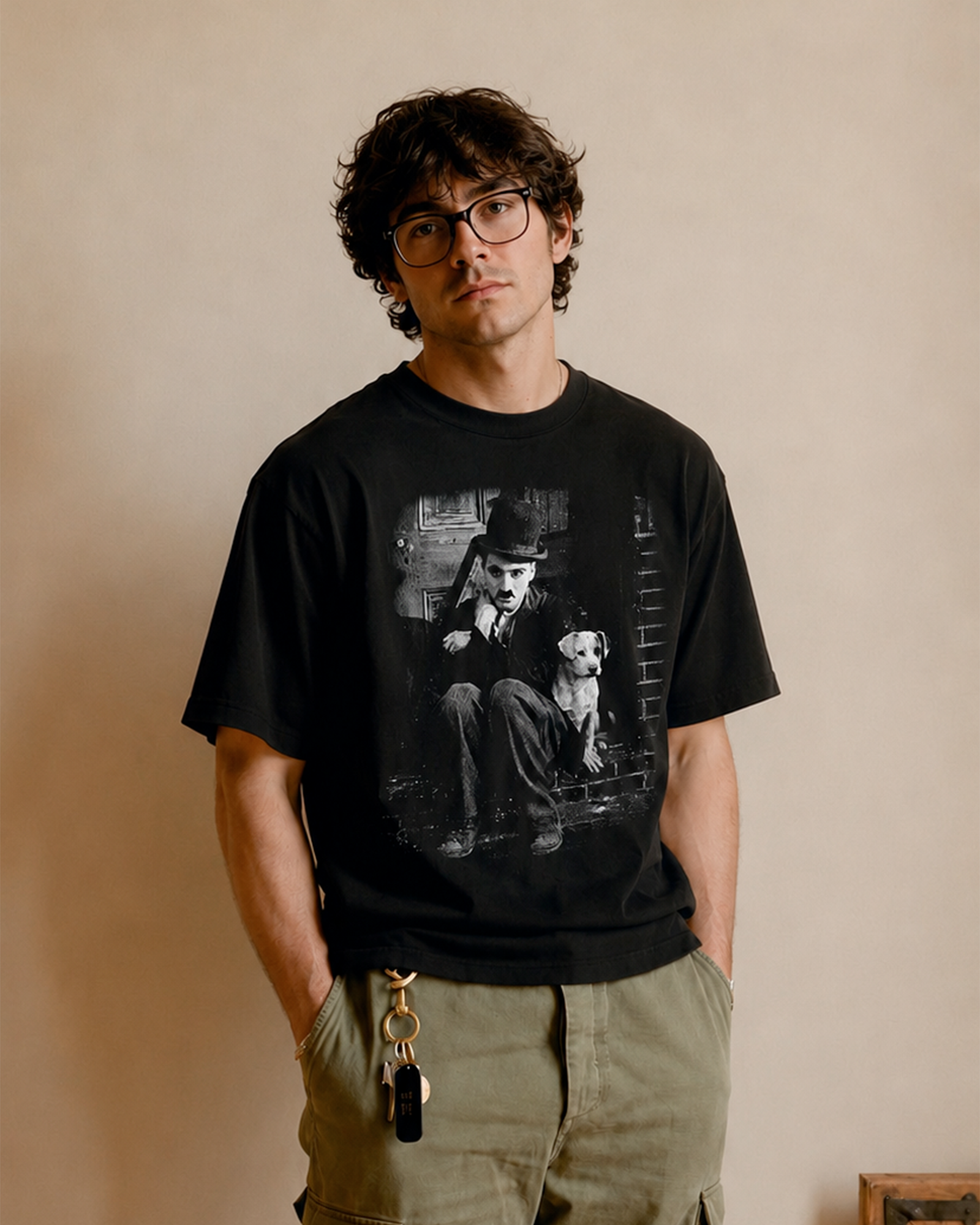 Camiseta Preta Silent Movie Black & White Classic
