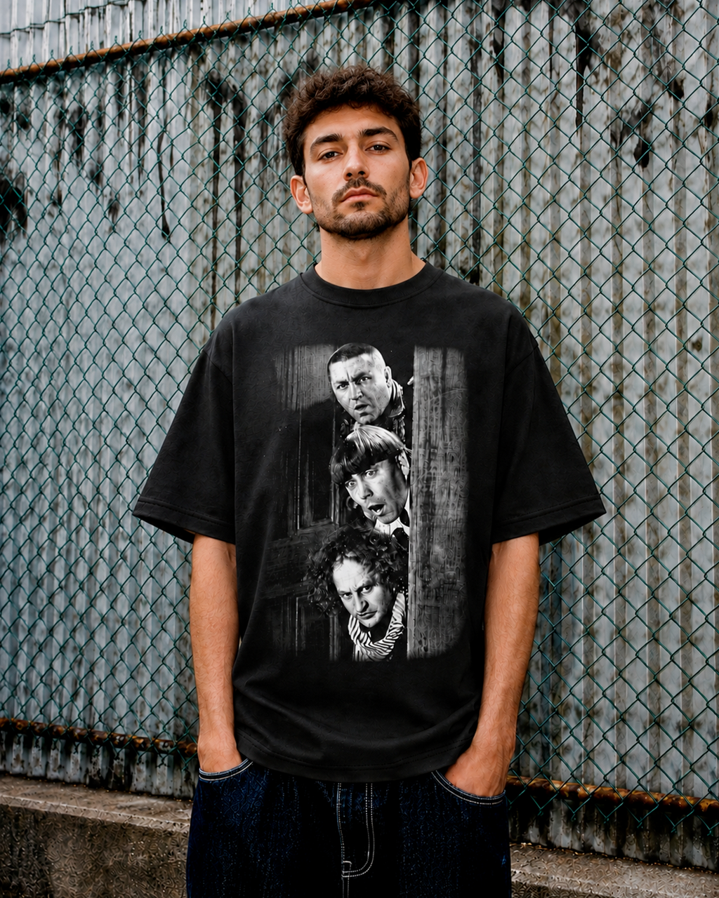 Camiseta Preta Trouble at the Door Classic Comedy