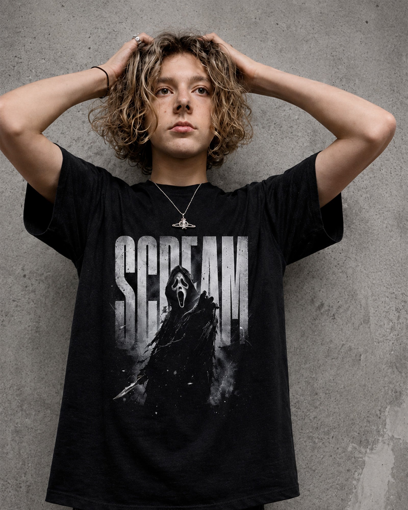Camiseta Preta Scream Fear in the Dark