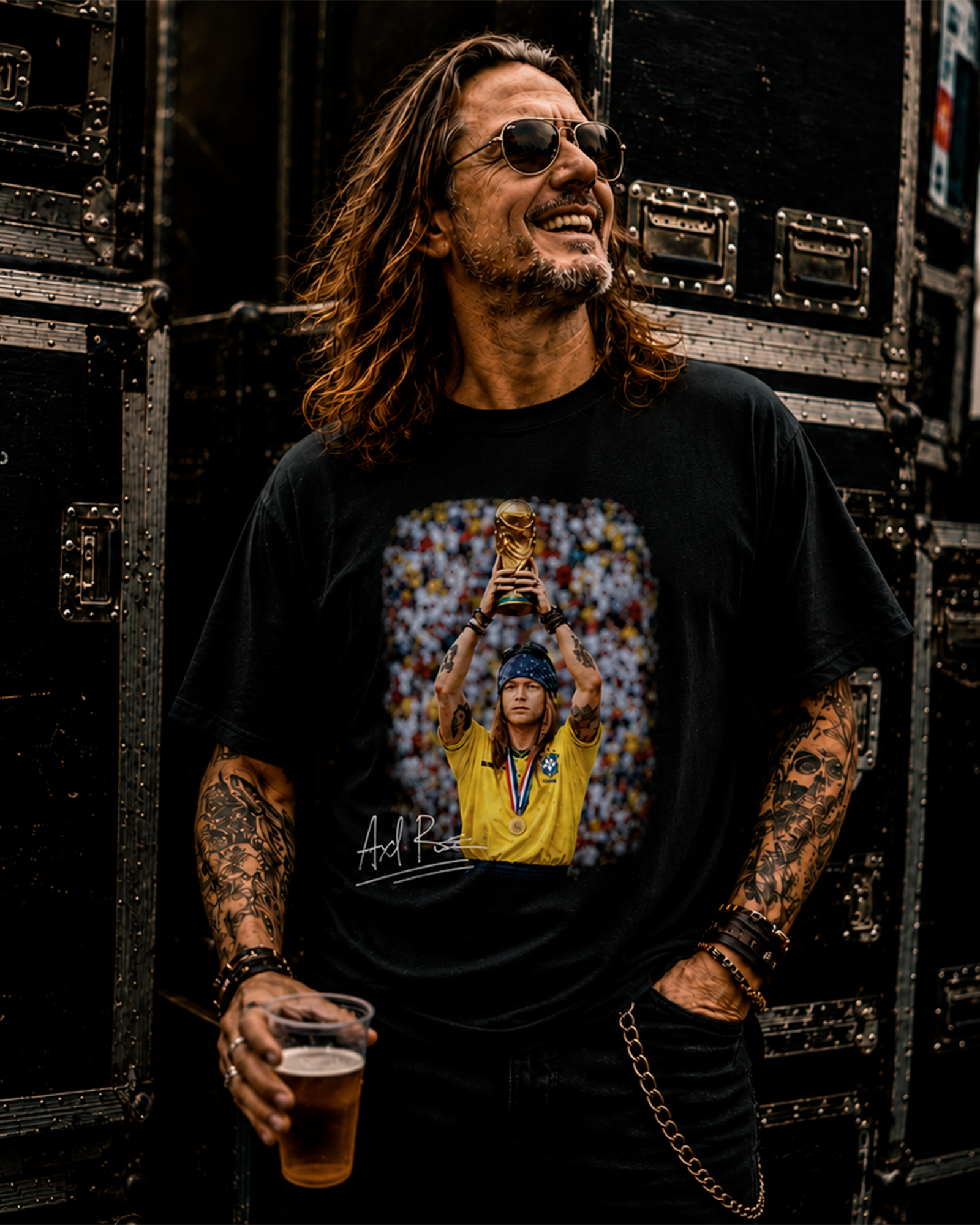 Camiseta Preta Axl Rose Campeão do Mundo