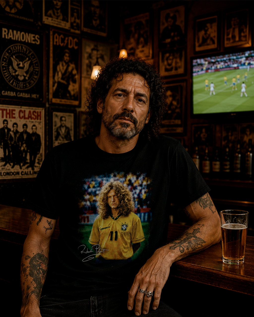 Camiseta Preta Robert Plant Ídolo da Seleção do Rock