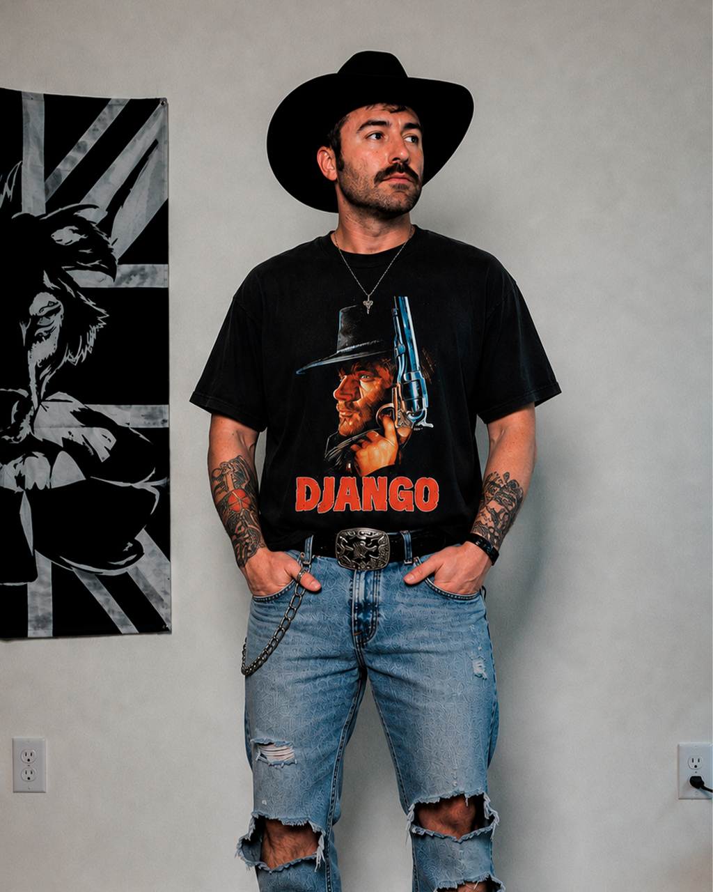 Camiseta Preta Django O Pistoleiro Do Velho Oeste