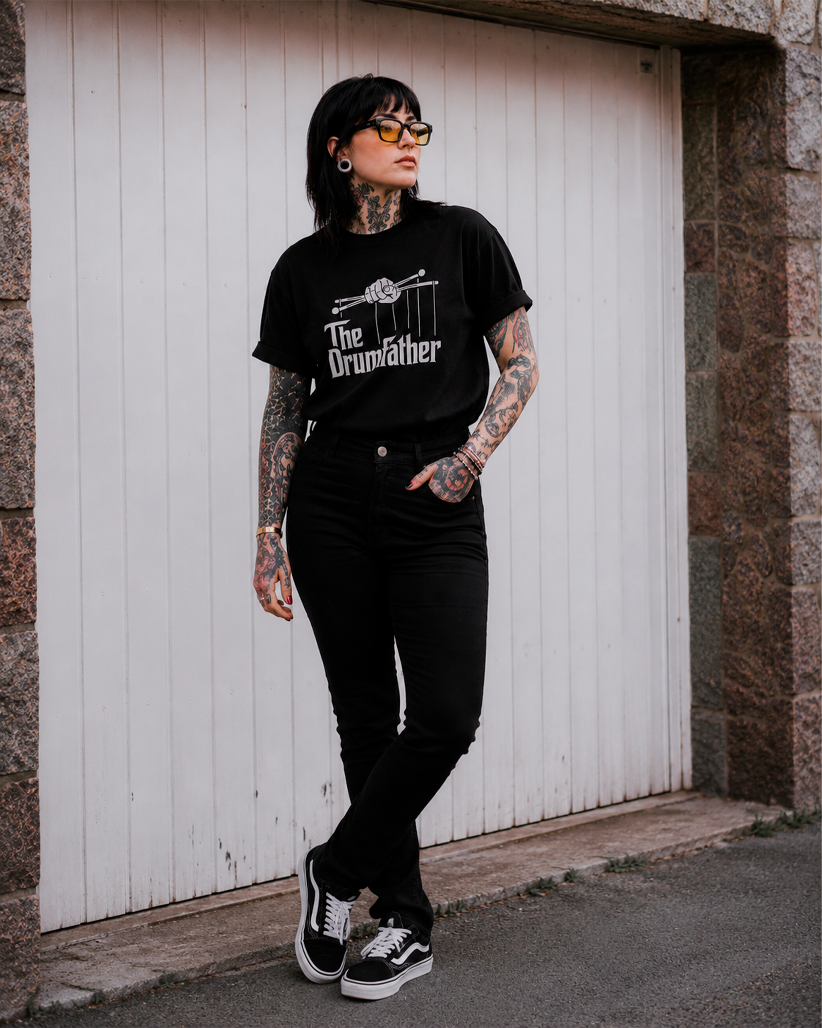 Camiseta Preta The Drumfather O Poderoso Baterista