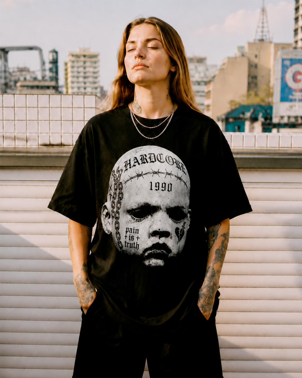 Camiseta Preta Hardcore 1990 Pain Is Truth