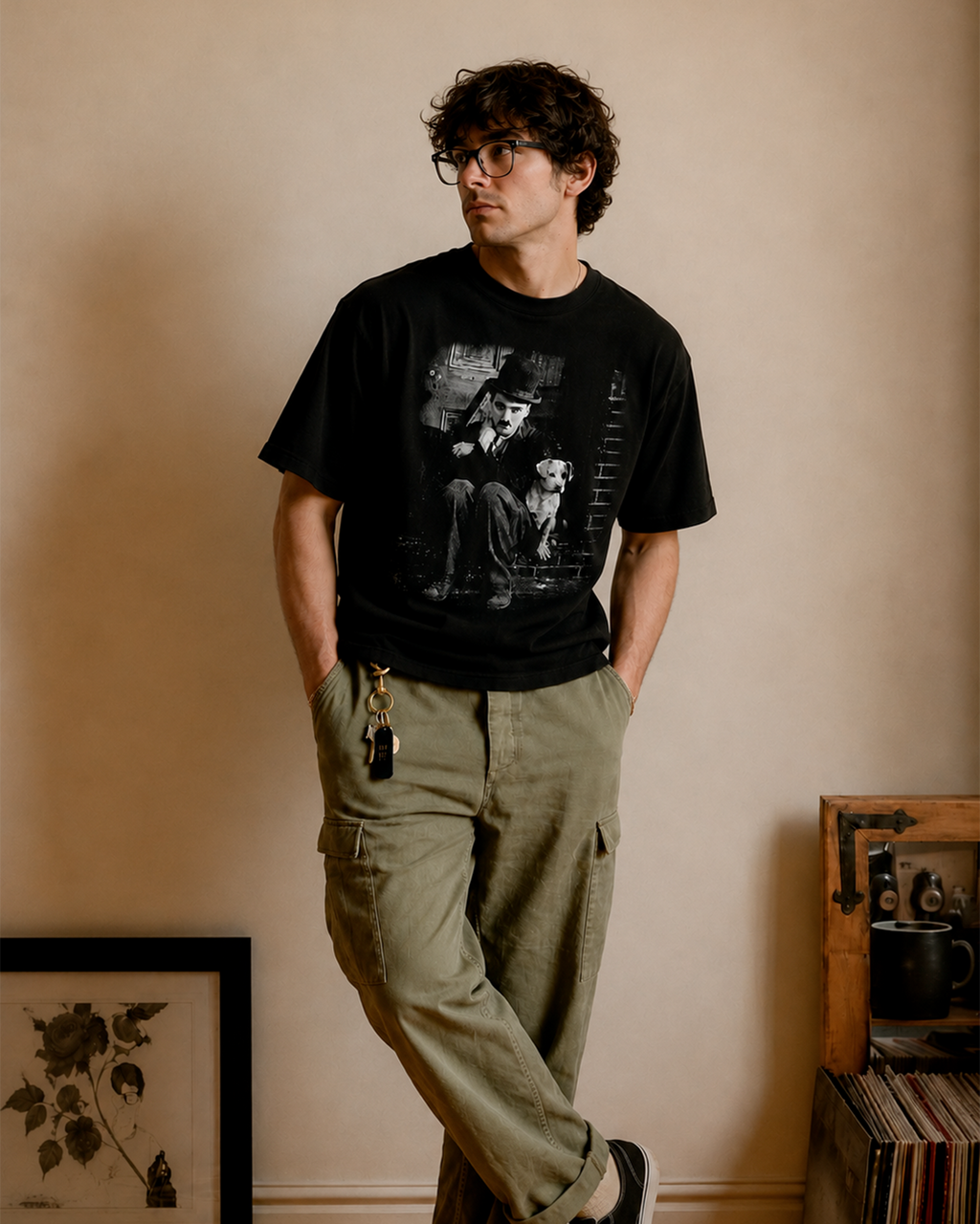 Camiseta Preta Silent Movie Black & White Classic
