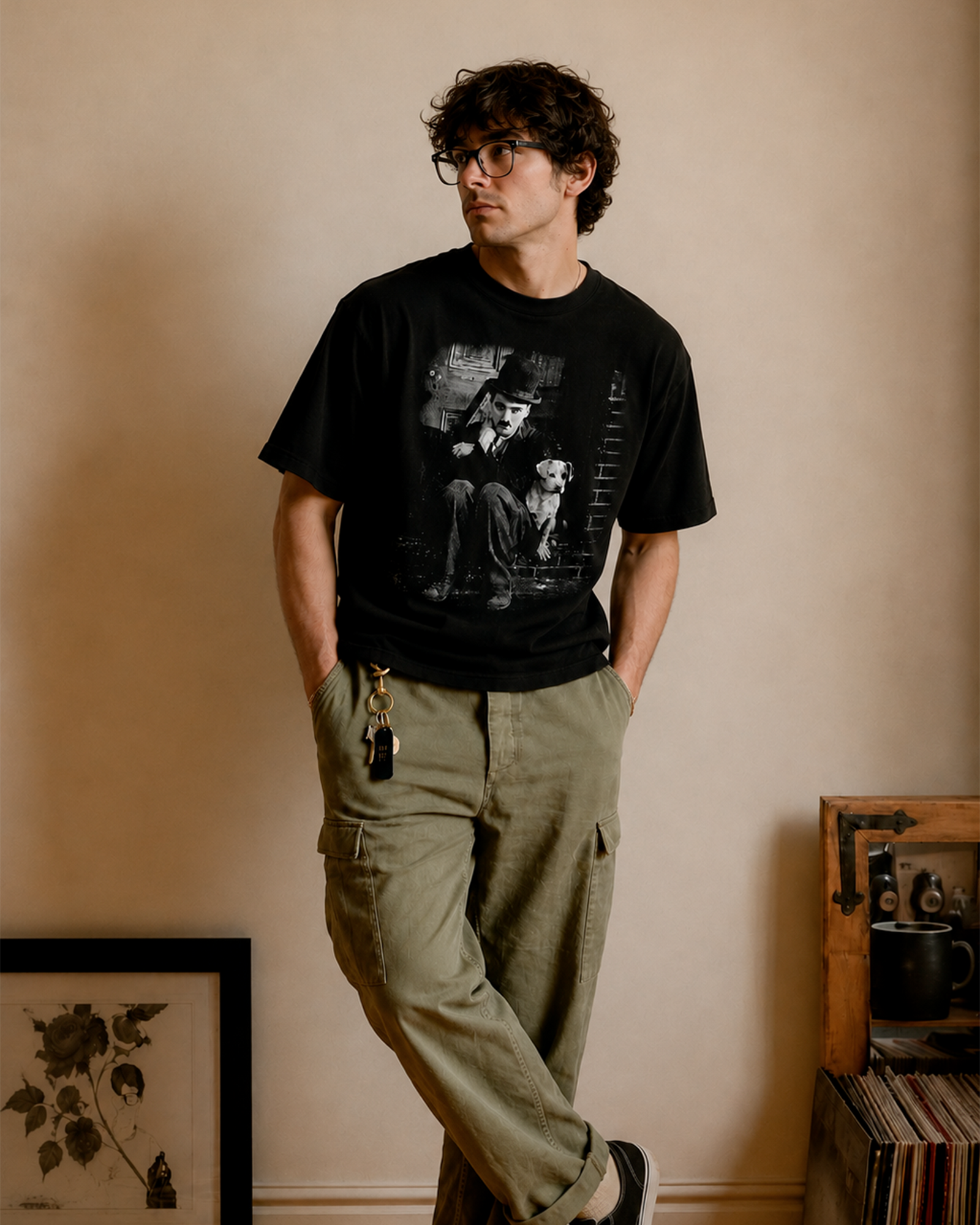 Camiseta Preta Silent Movie Black & White Classic