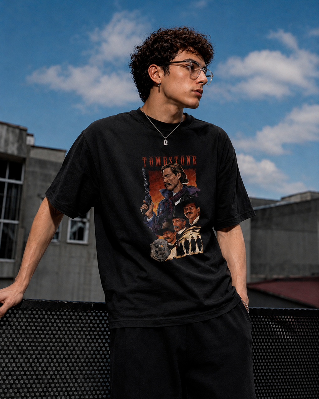 Camiseta Preta Tombstone Lawmen & Outlaws