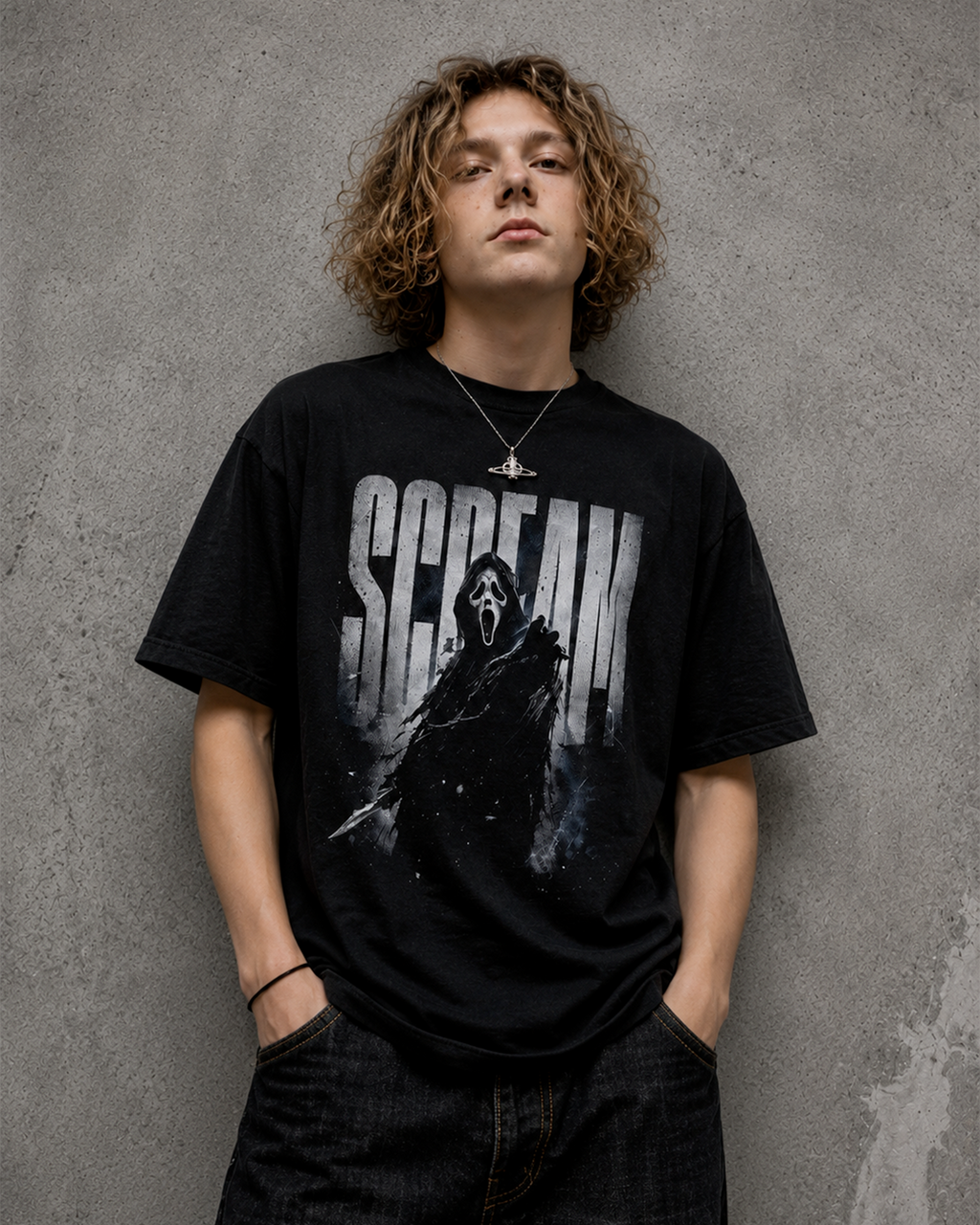 Camiseta Preta Scream Fear in the Dark