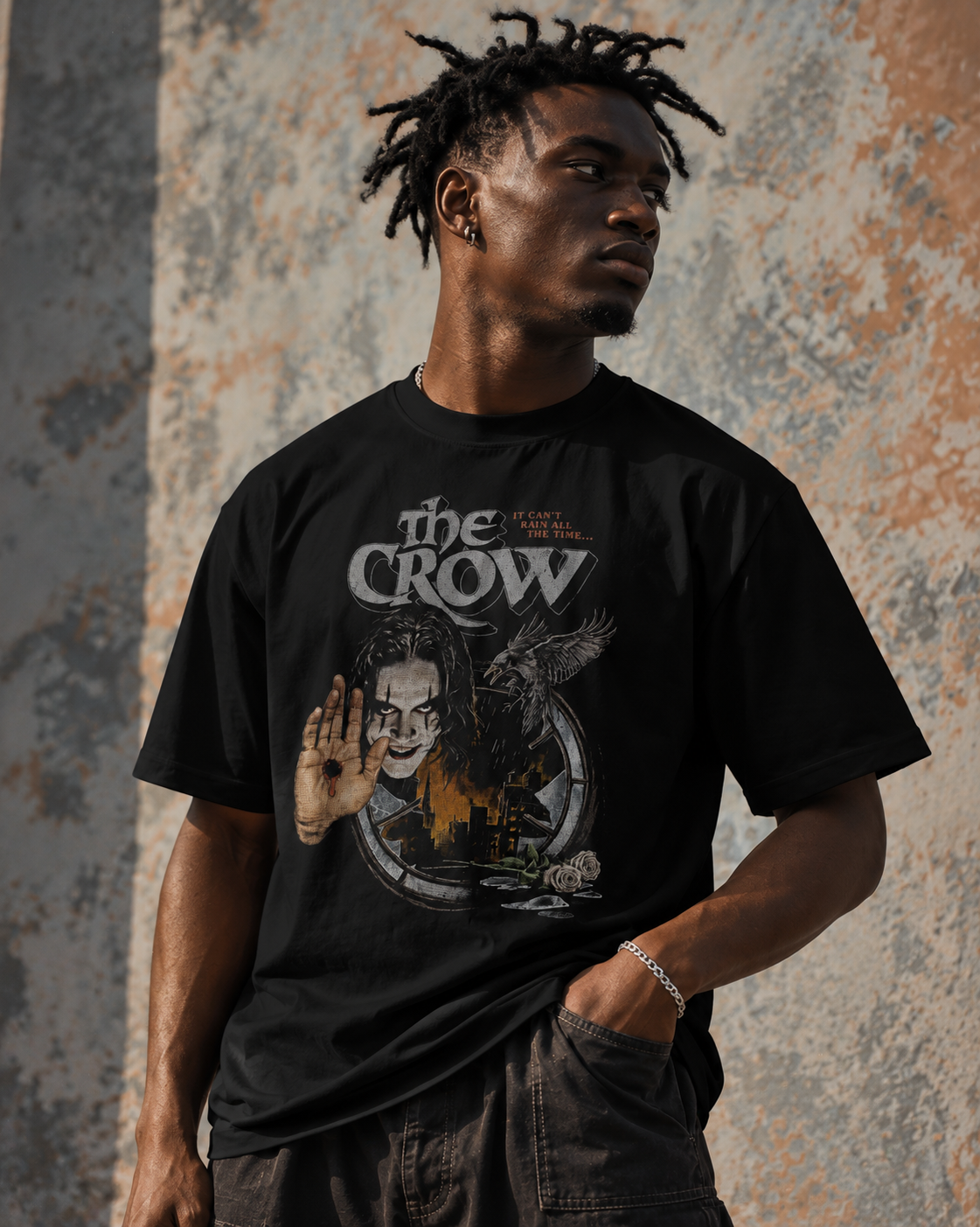 Camiseta Preta The Crow It Can’t Rain All the Time