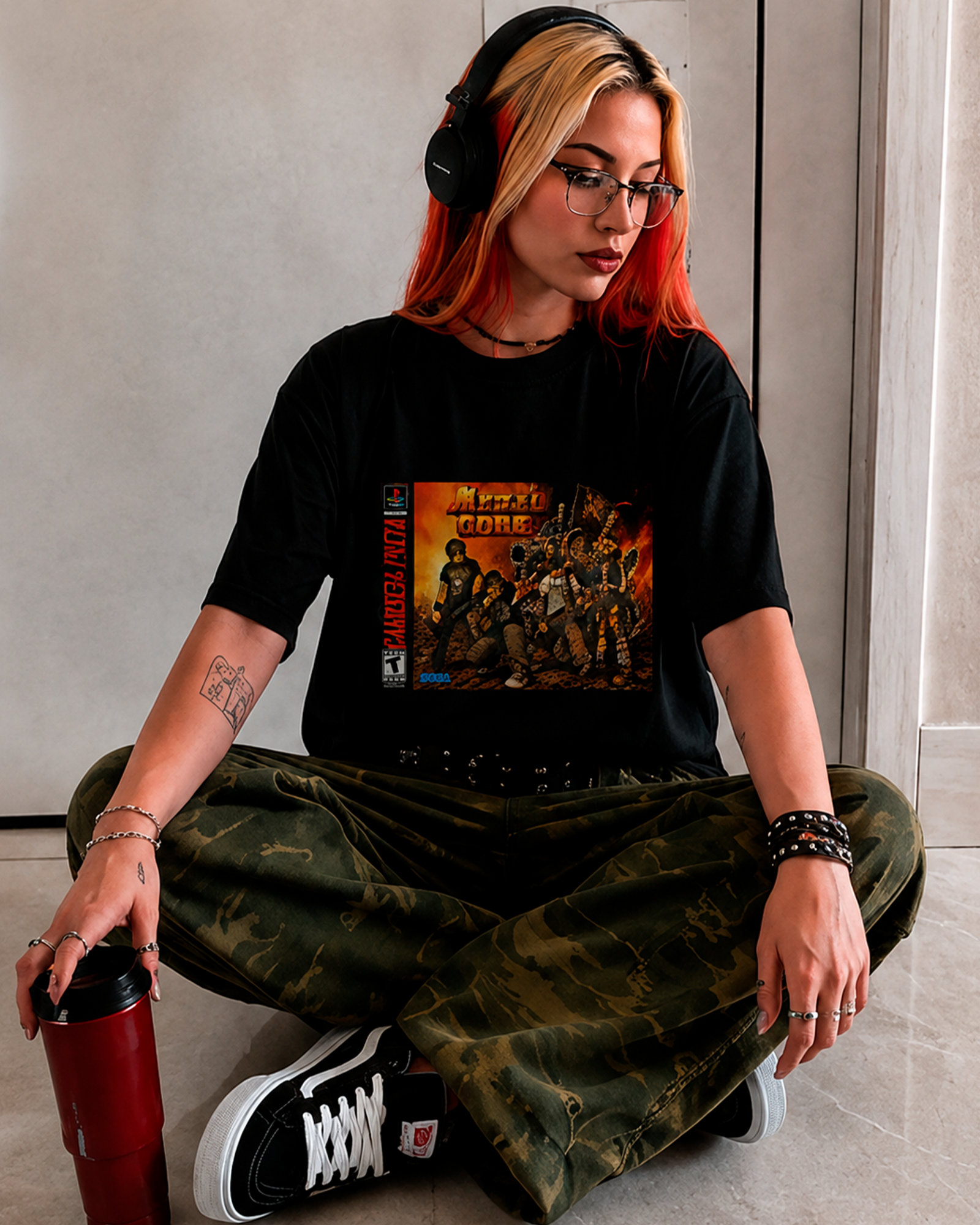 Camiseta Preta Metal Core Arcade de Guerra