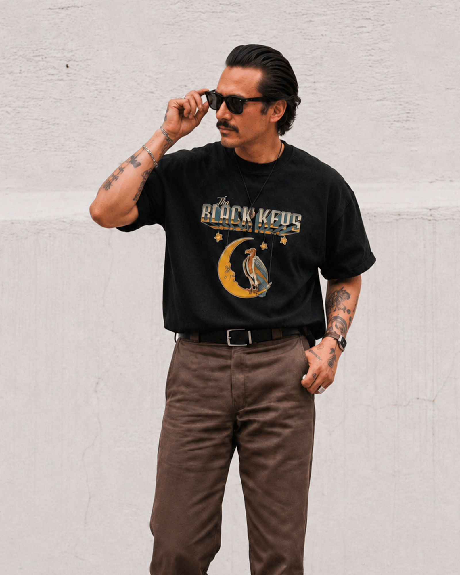 Camiseta Preta The Black Keys Under the Moonlight Vintage Rock