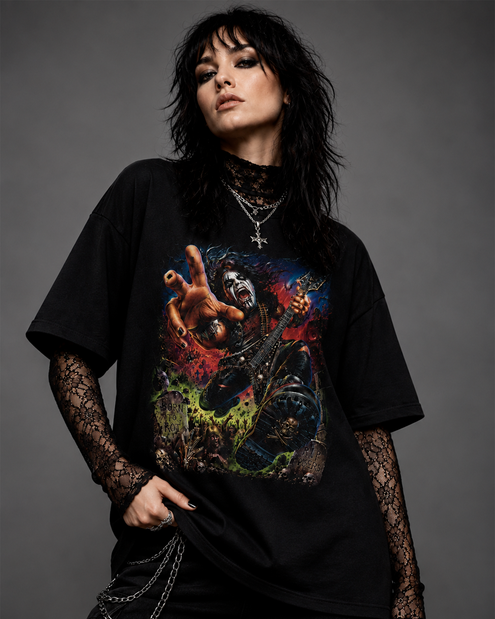 Camiseta Preta Metal Maniac Born to Rot