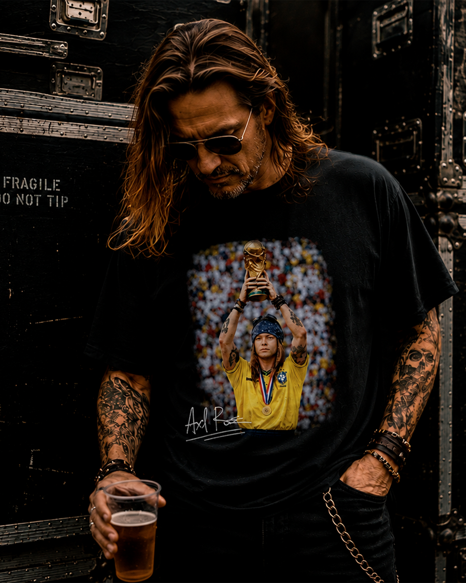Camiseta Preta Axl Rose Campeão do Mundo