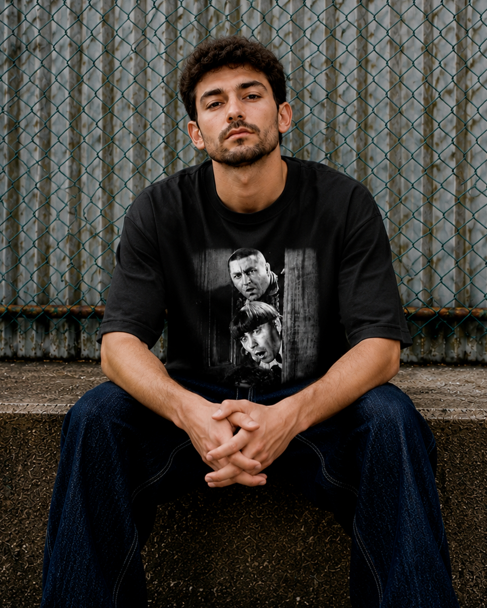 Camiseta Preta Trouble at the Door Classic Comedy