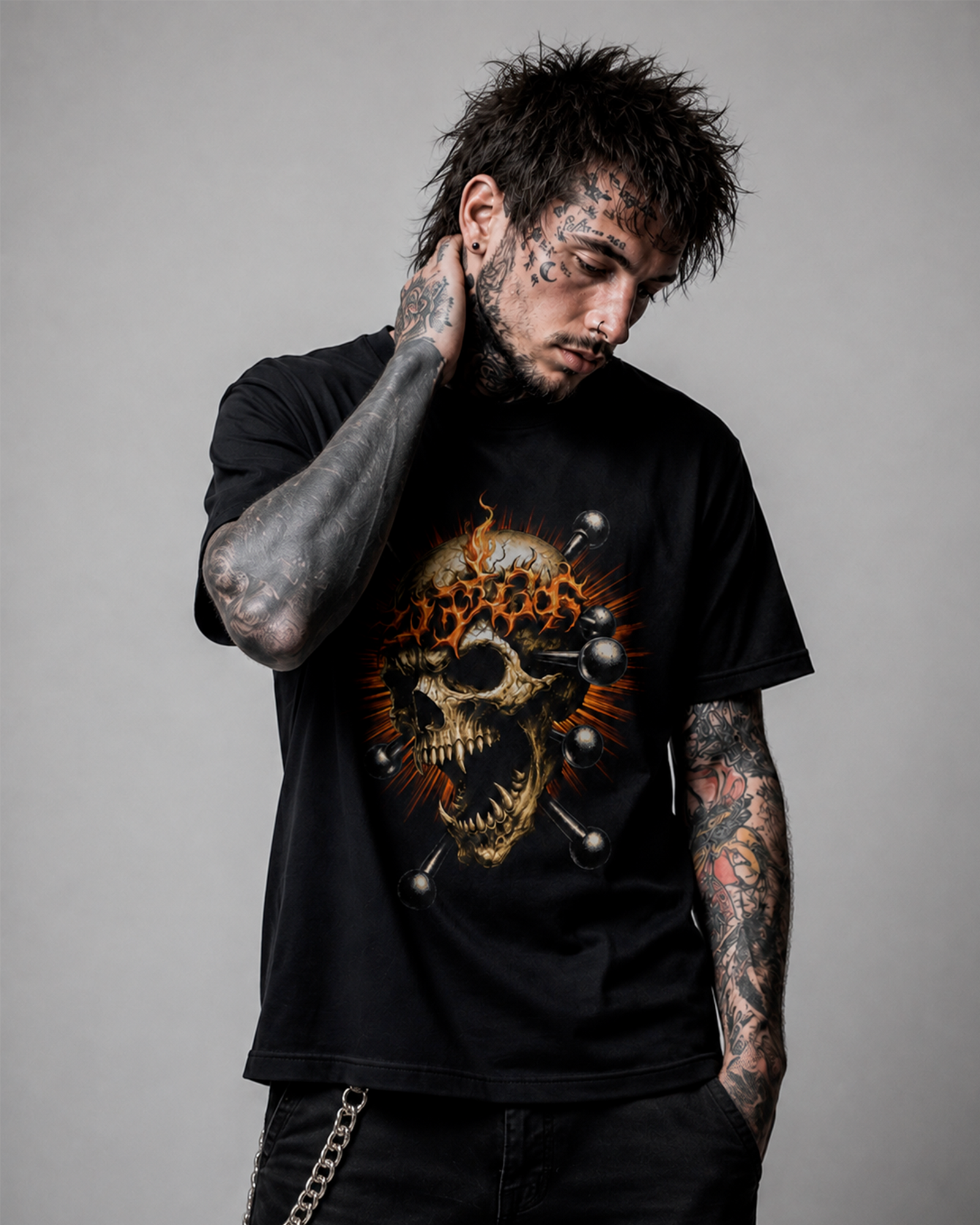 Camiseta Preta Skull Inferno Underground Metal