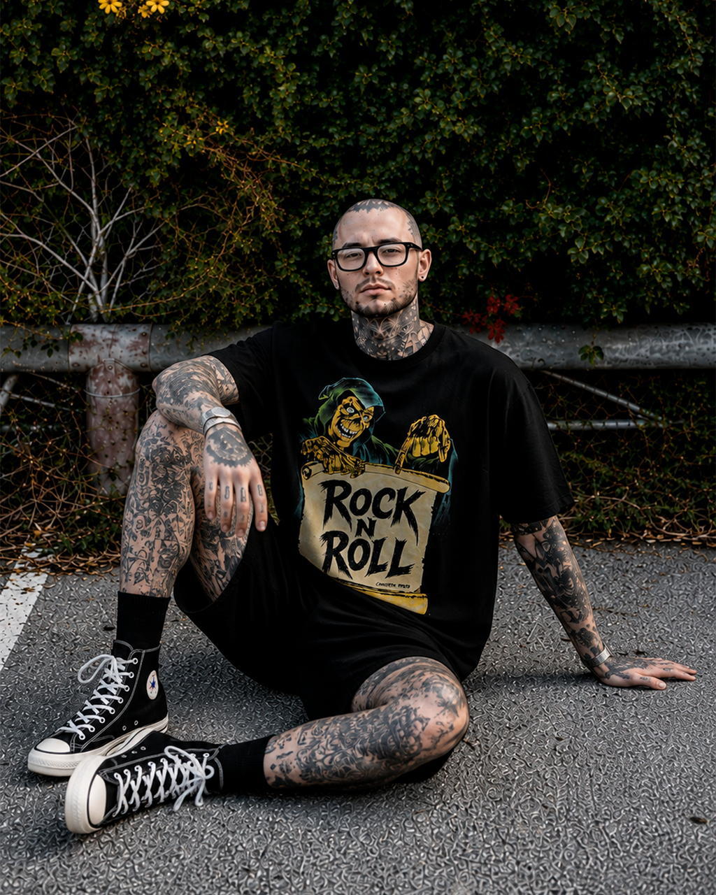 Camiseta Preta Rock N Roll Grim Reaper Vintage