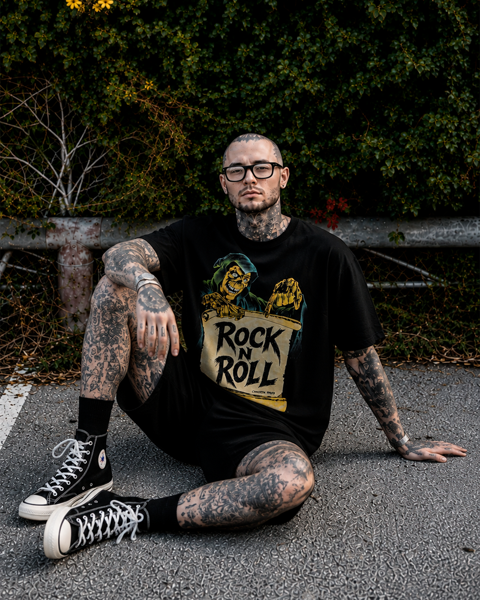 Camiseta Preta Rock N Roll Grim Reaper Vintage