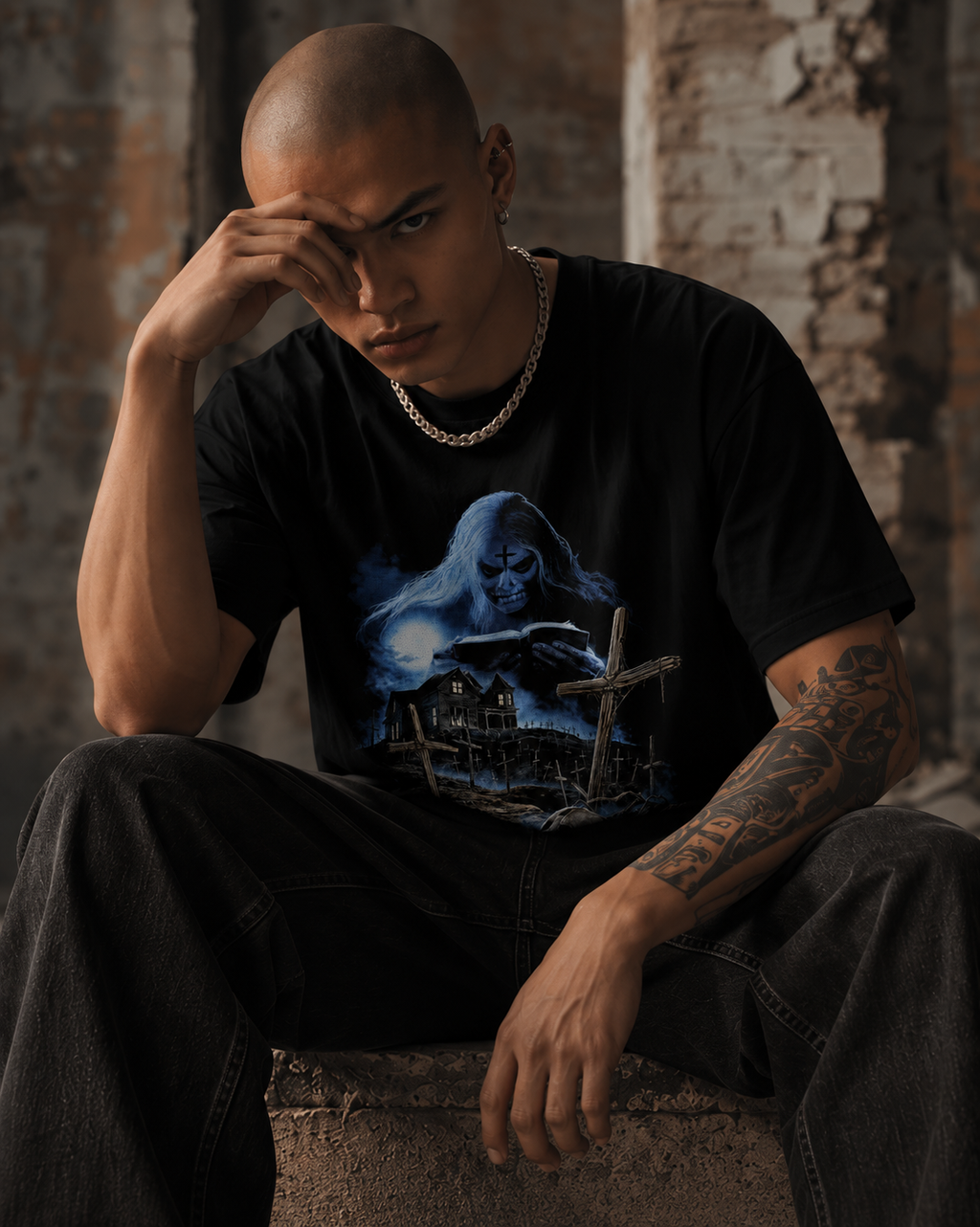Camiseta Preta House of 1000 Corpses Witch Midnight Ritual