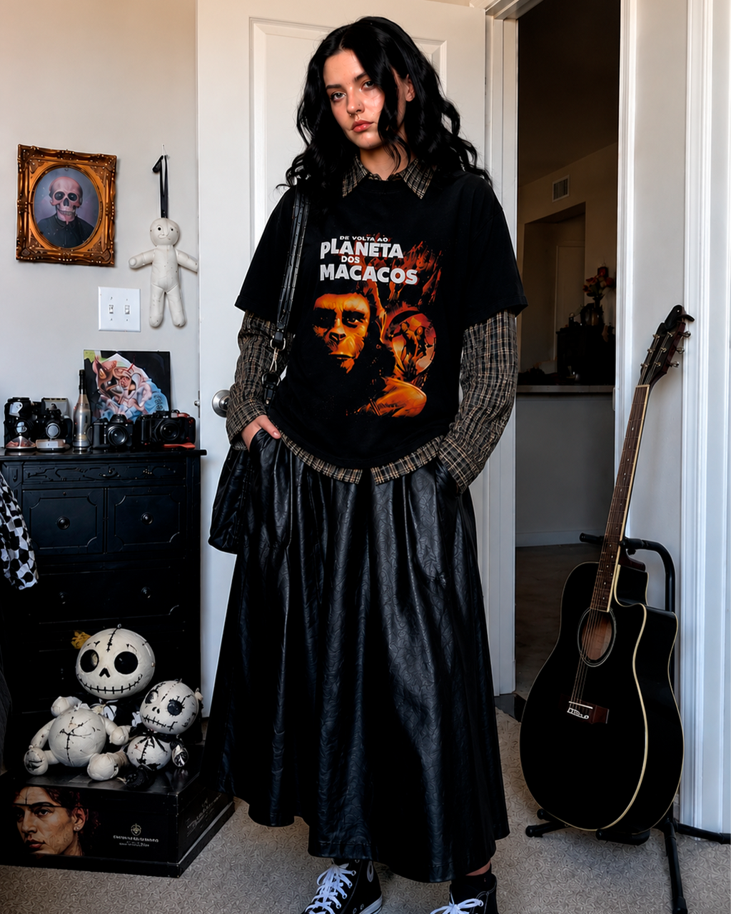 Camiseta Preta De Volta ao Planeta dos Macacos Clássico da Ficção Científica