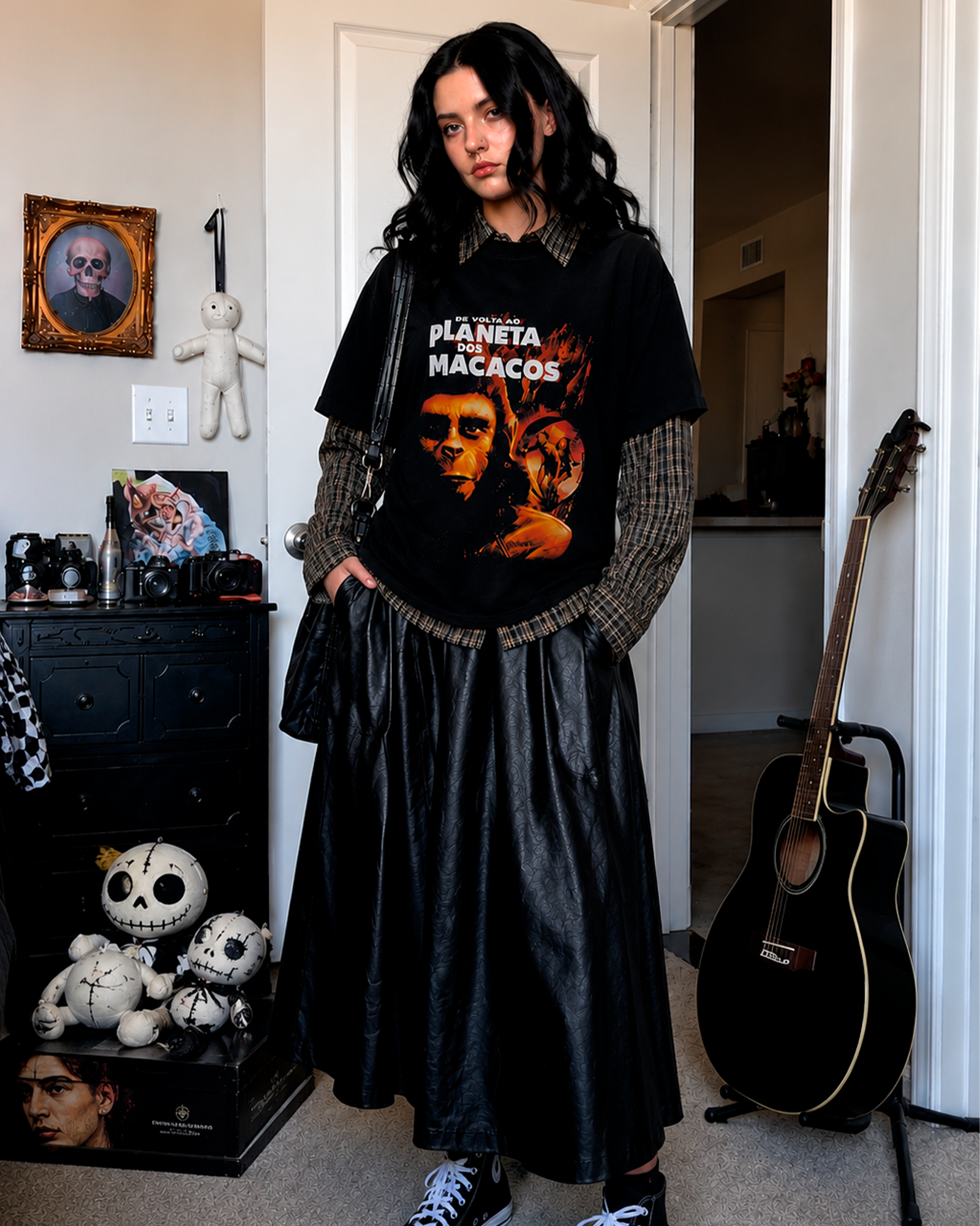 Camiseta Preta De Volta ao Planeta dos Macacos Clássico da Ficção Científica