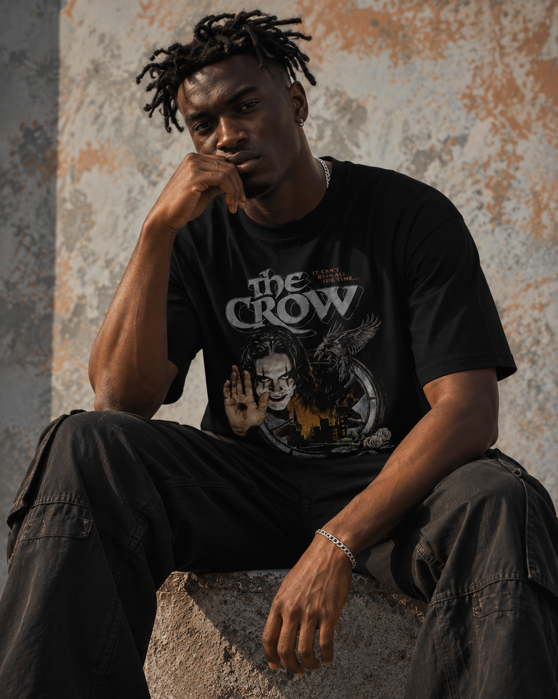 Camiseta Preta The Crow It Can’t Rain All the Time