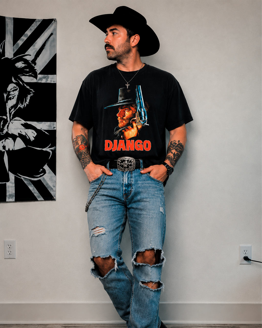 Camiseta Preta Django O Pistoleiro Do Velho Oeste