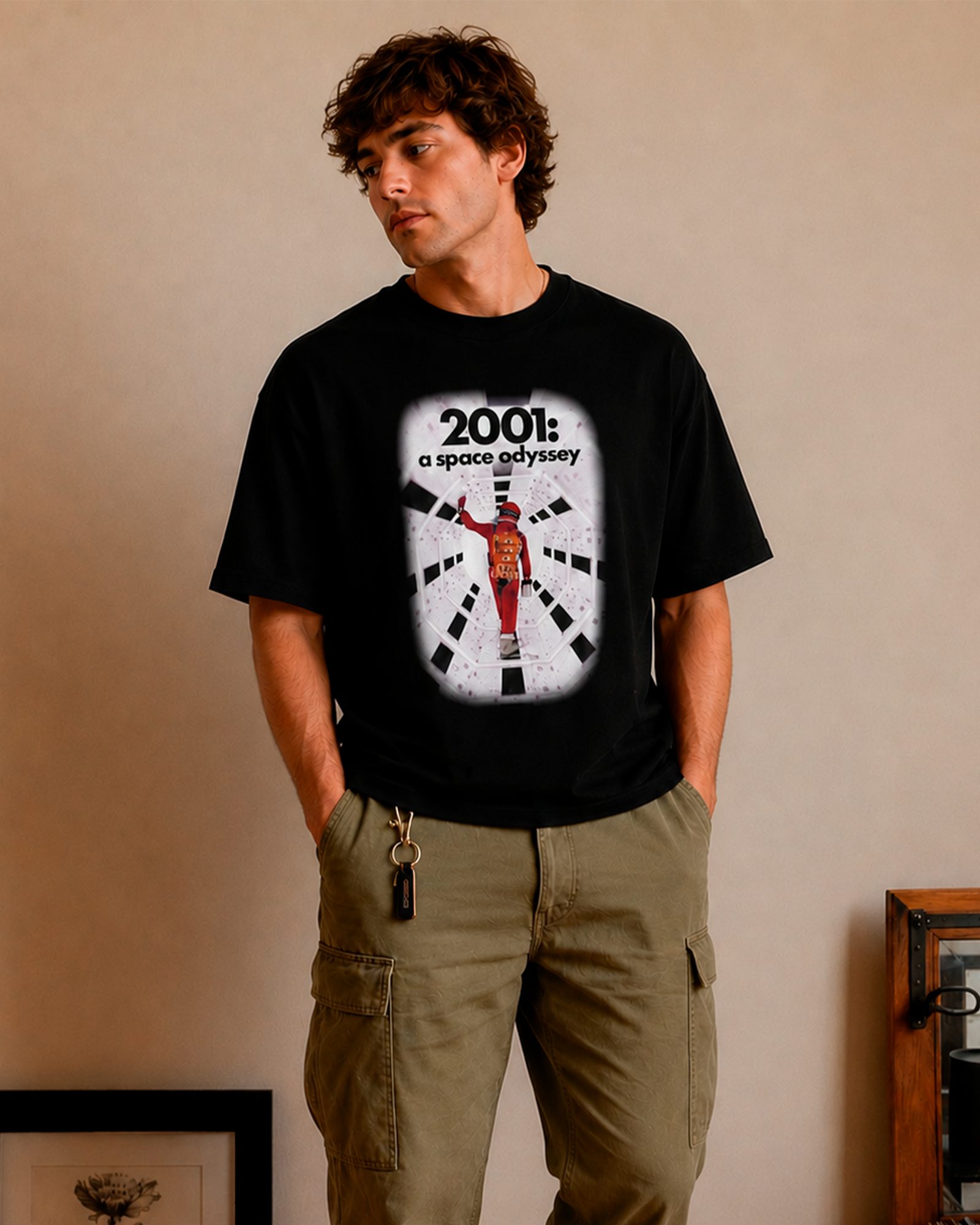 Camiseta Preta 2001: Uma Odisseia no Espaço Astronauta Discovery One