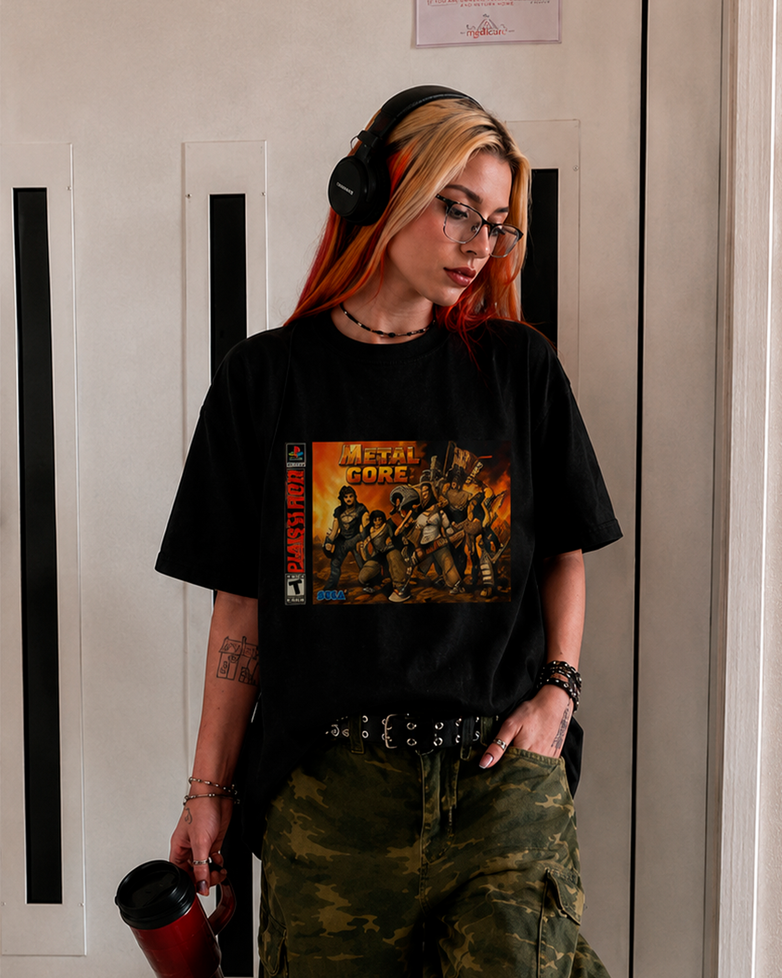 Camiseta Preta Metal Core Arcade de Guerra
