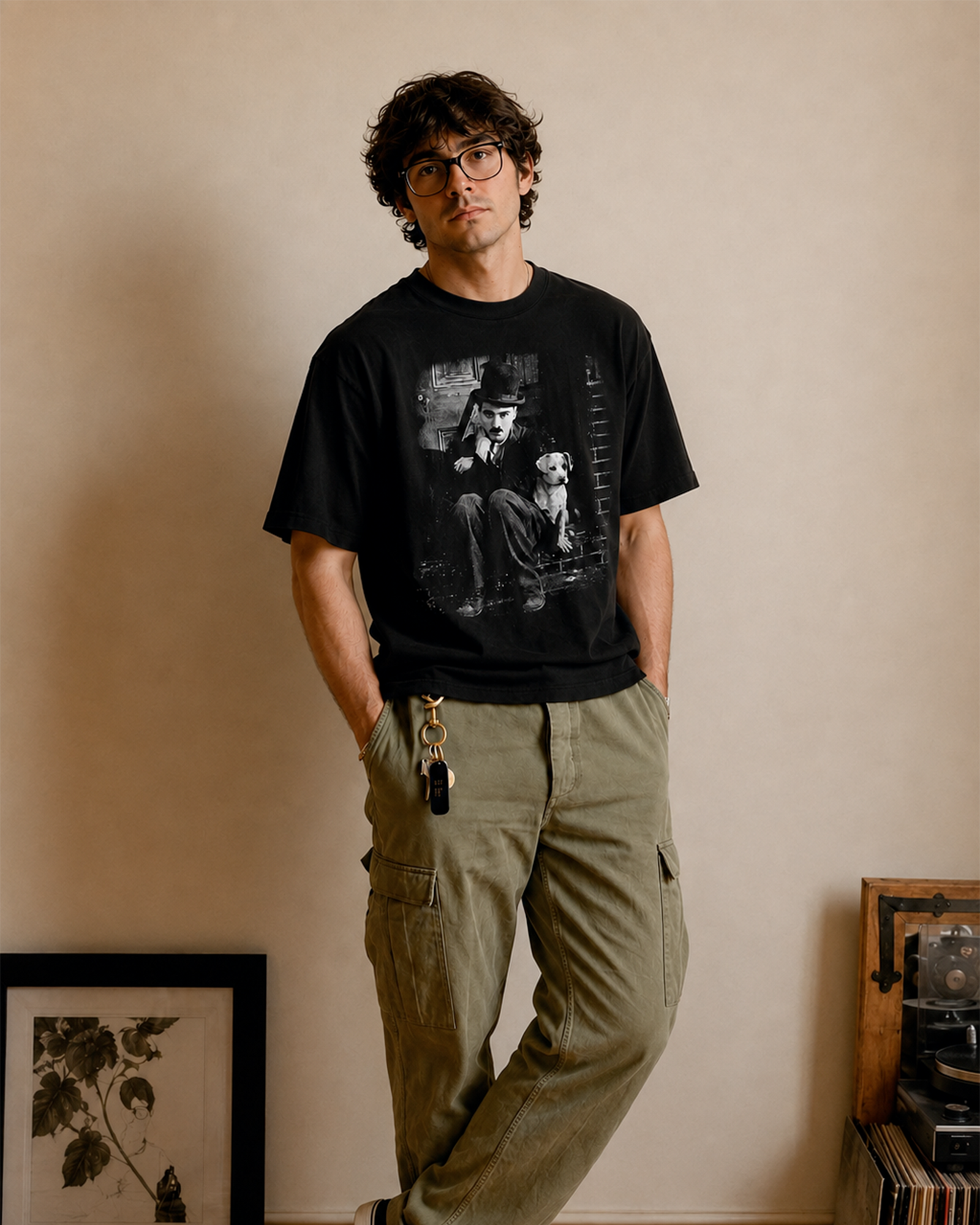 Camiseta Preta Silent Movie Black & White Classic