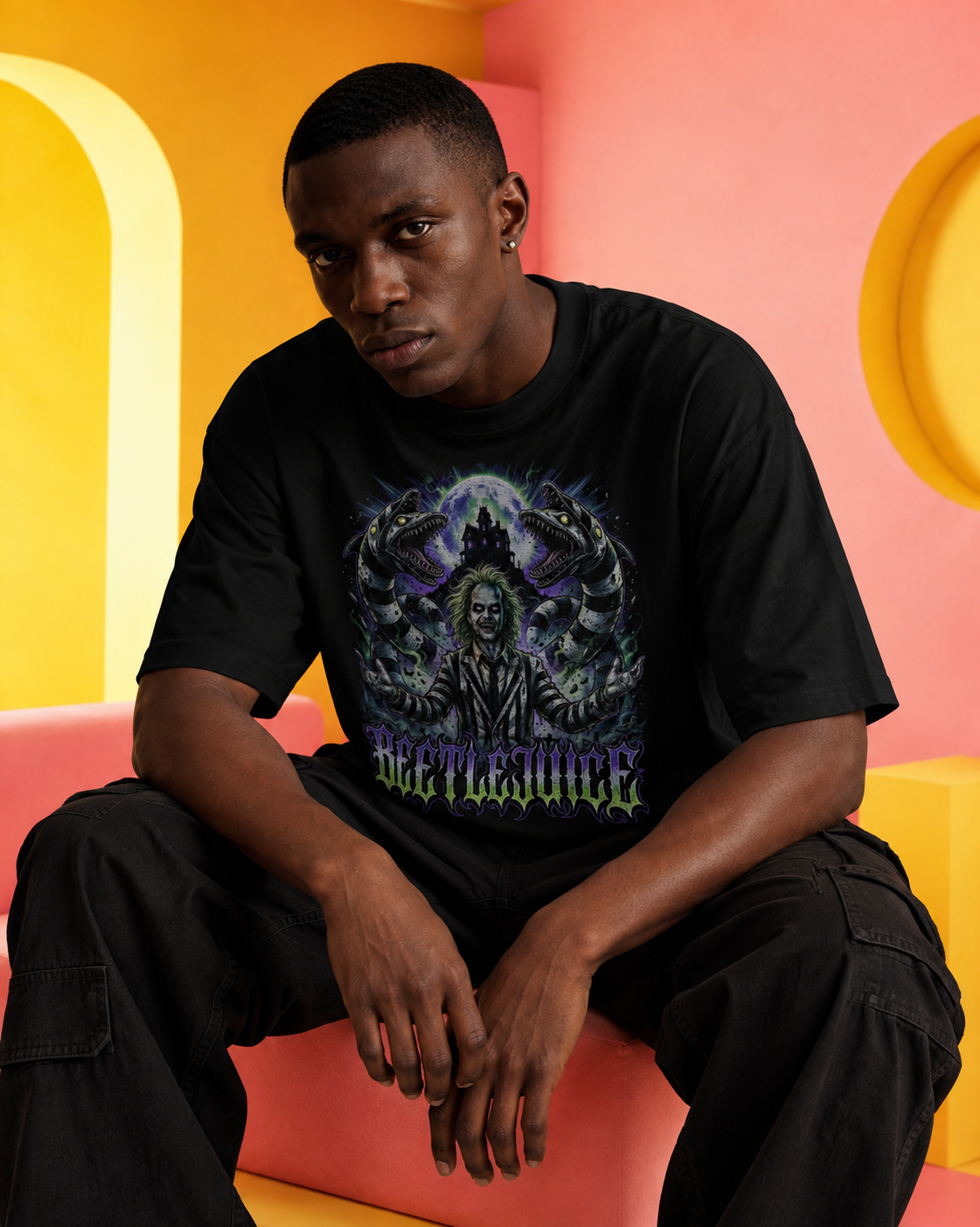 Camiseta Preta Beetlejuice Graveyard Madness
