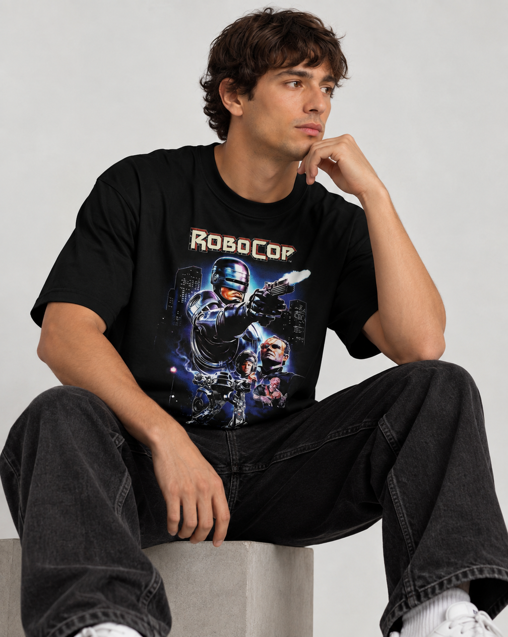 Camiseta Preta RoboCop Serve the Public Trust