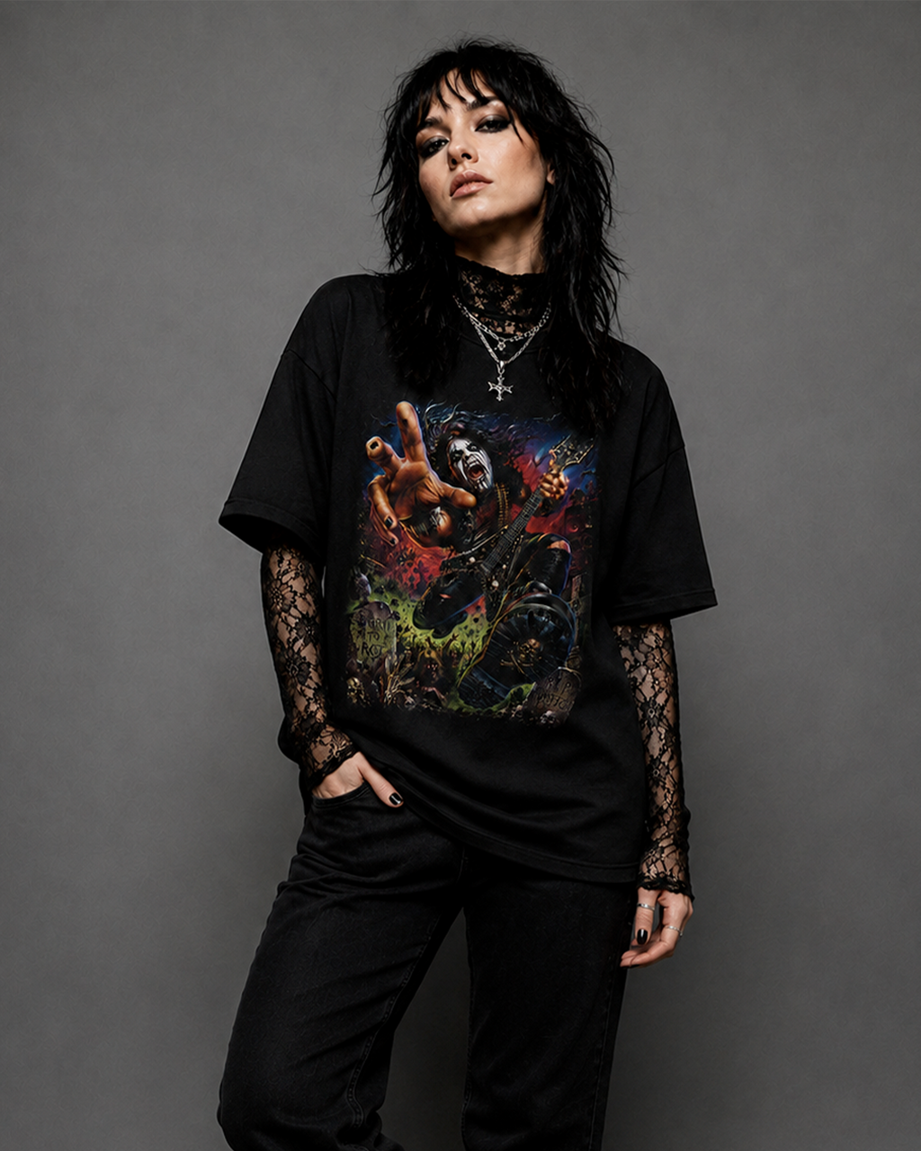 Camiseta Preta Metal Maniac Born to Rot