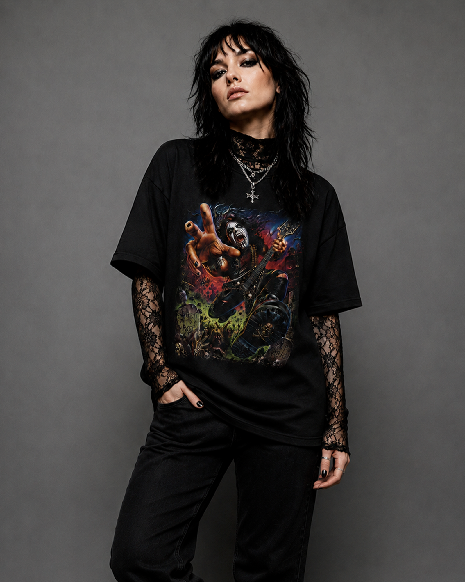 Camiseta Preta Metal Maniac Born to Rot