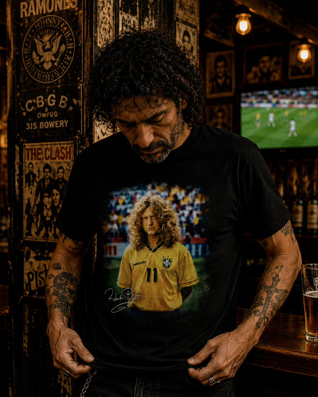 Camiseta Preta Robert Plant Ídolo da Seleção do Rock