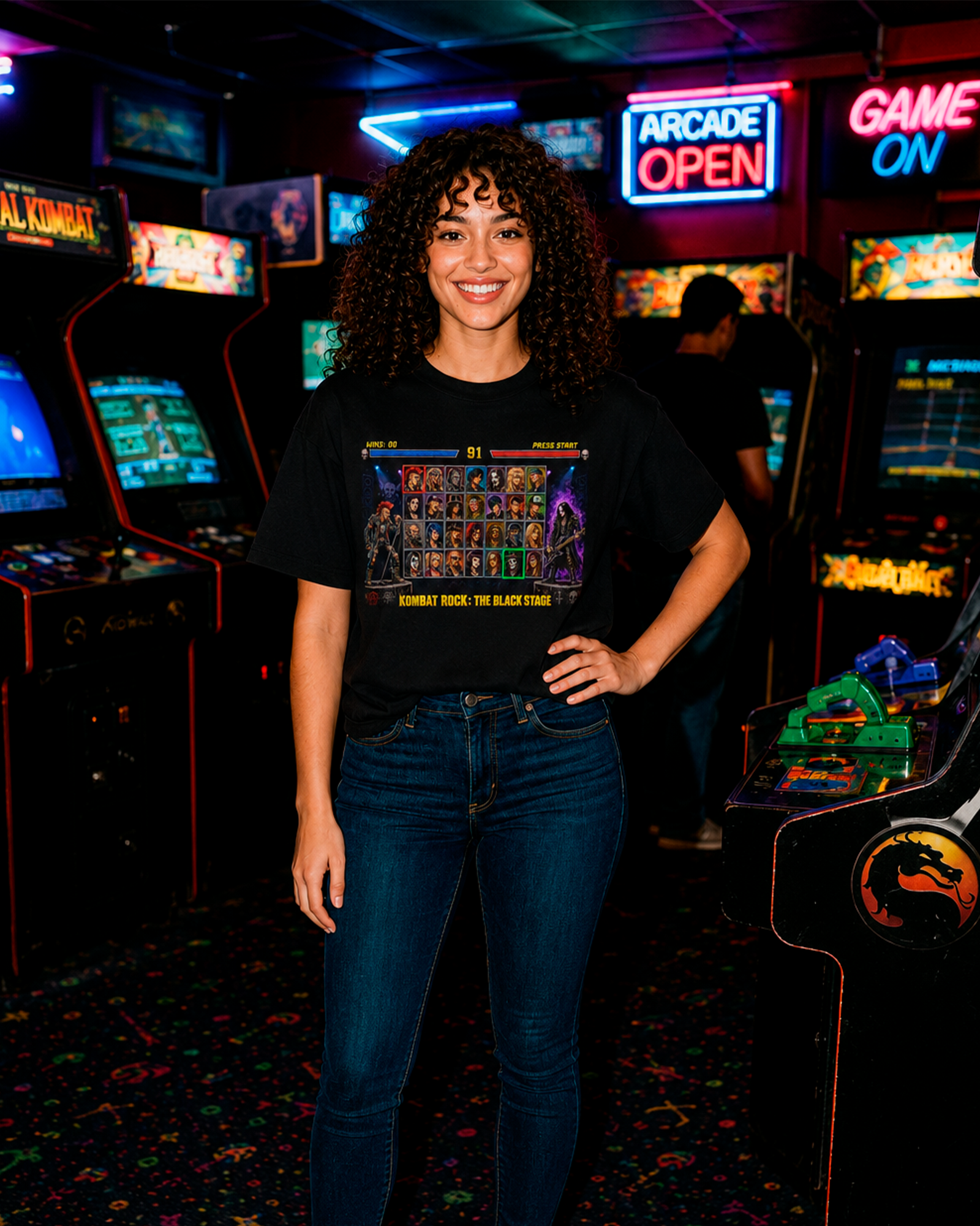 Camiseta Preta Arcade Rock Escolha Seu Lutador