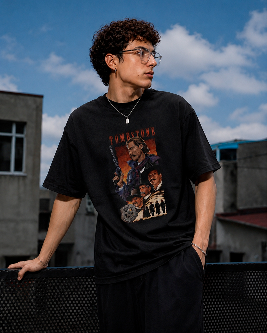 Camiseta Preta Tombstone Lawmen & Outlaws