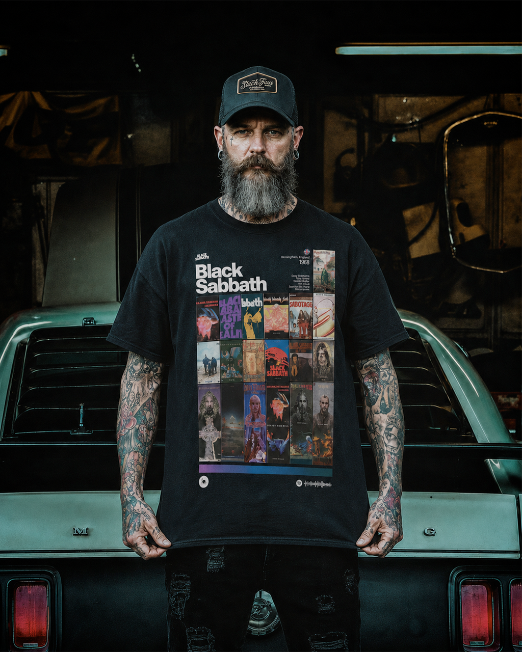 Camiseta Preta Black Sabbath Discografia