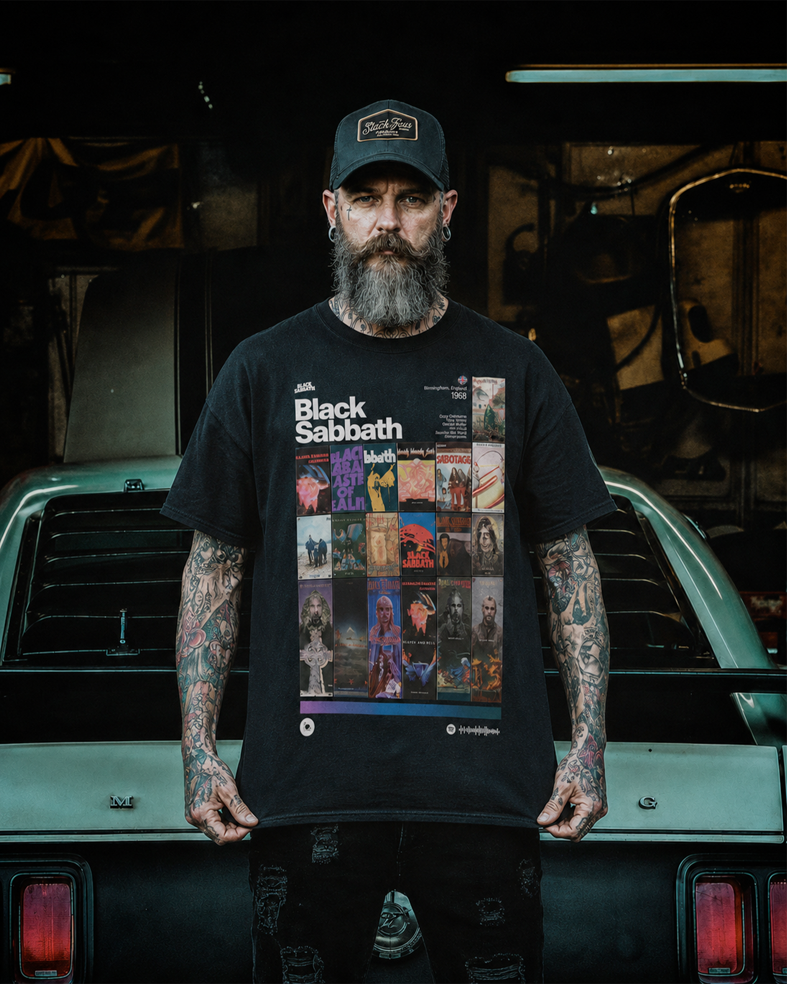 Camiseta Preta Black Sabbath Discografia