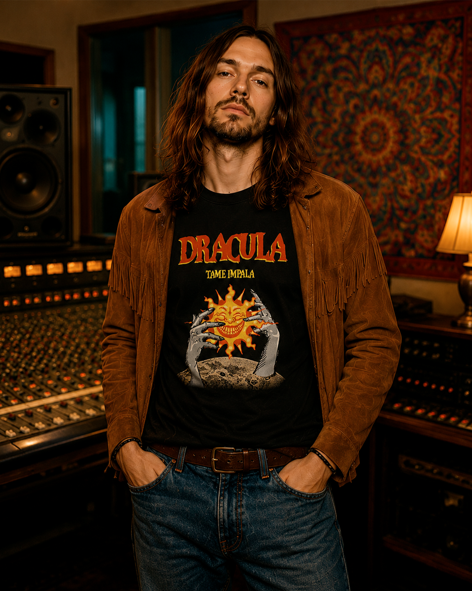 Camiseta Preta Tame Impala Dracula Psychedelic