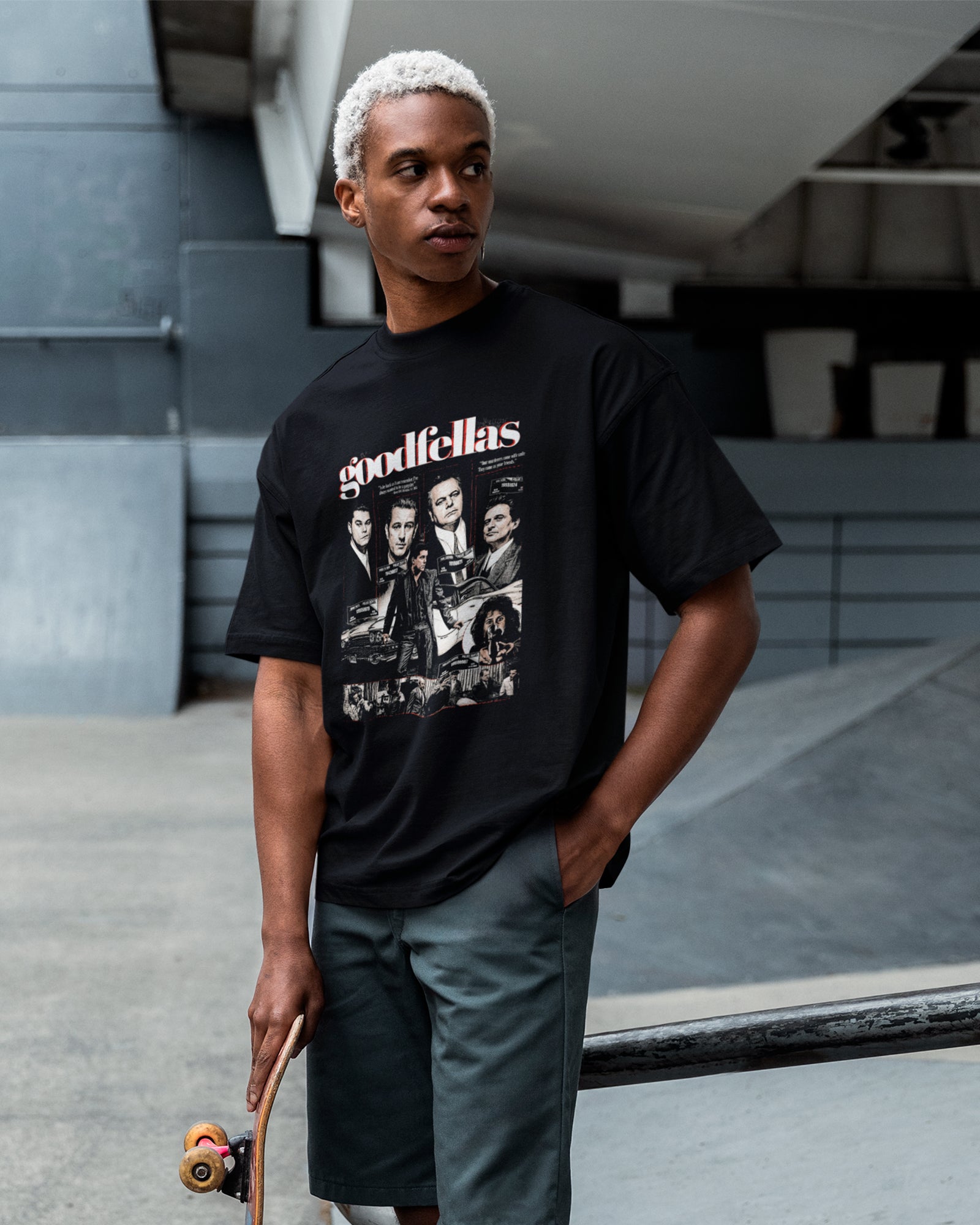 Camiseta Preta Goodfellas Quadrinhos Elenco Design Unissex