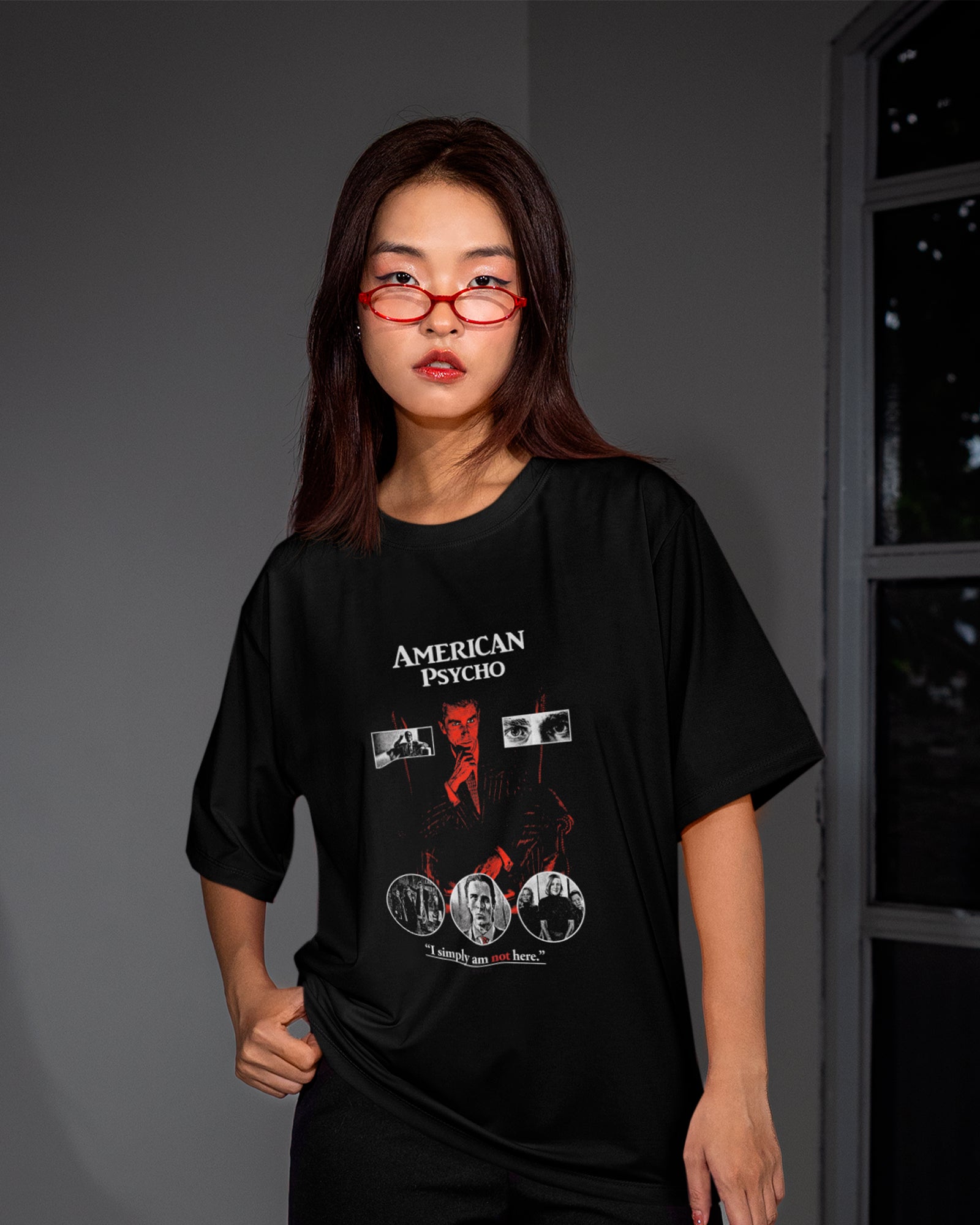 Camiseta Preta American Psycho Simply Am Not Here Unissex