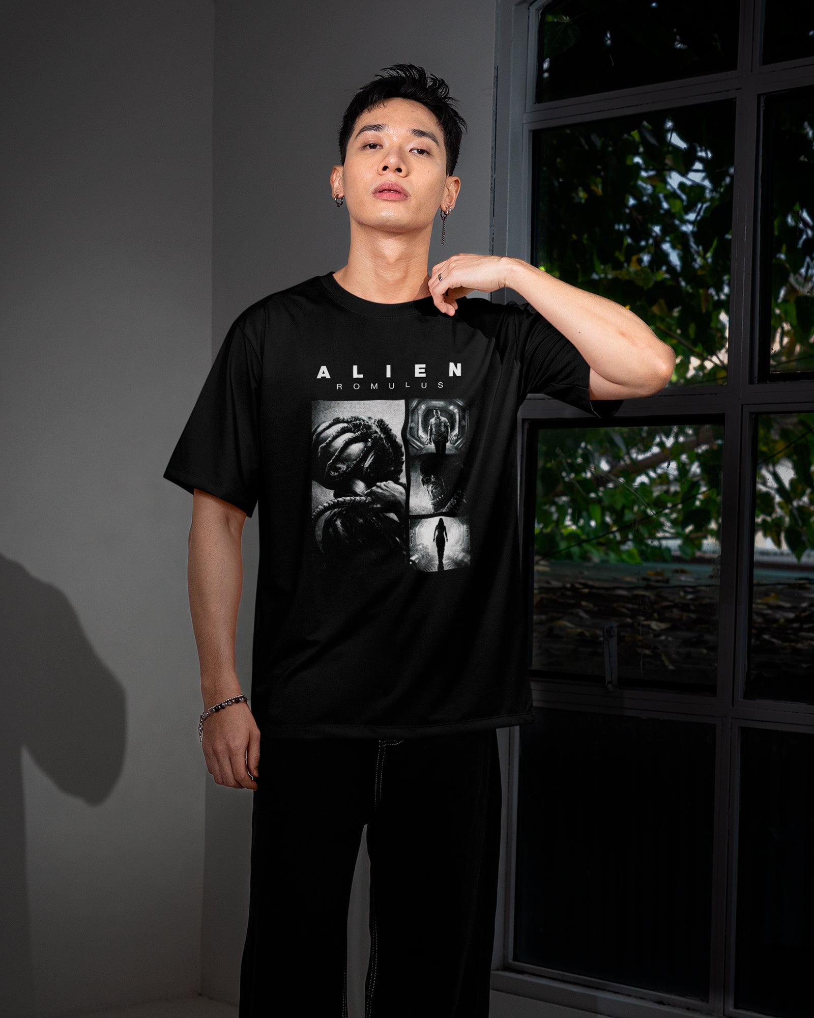 Camiseta Preta Alien Romulus Cenas Visuais Impactantes Unissex