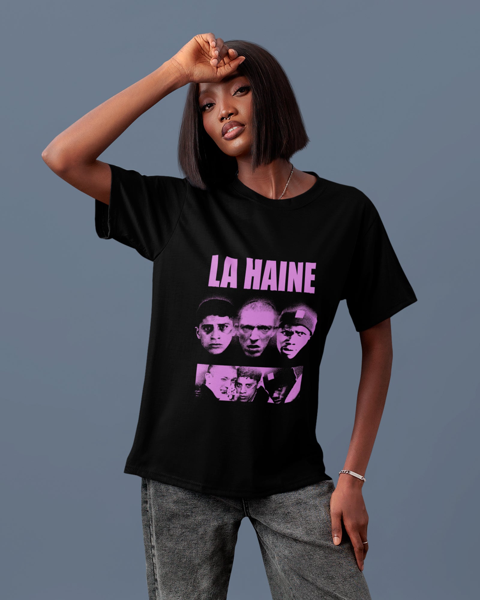 Camiseta La Haine Integrantes Roxo Estilo Urbano Unissex