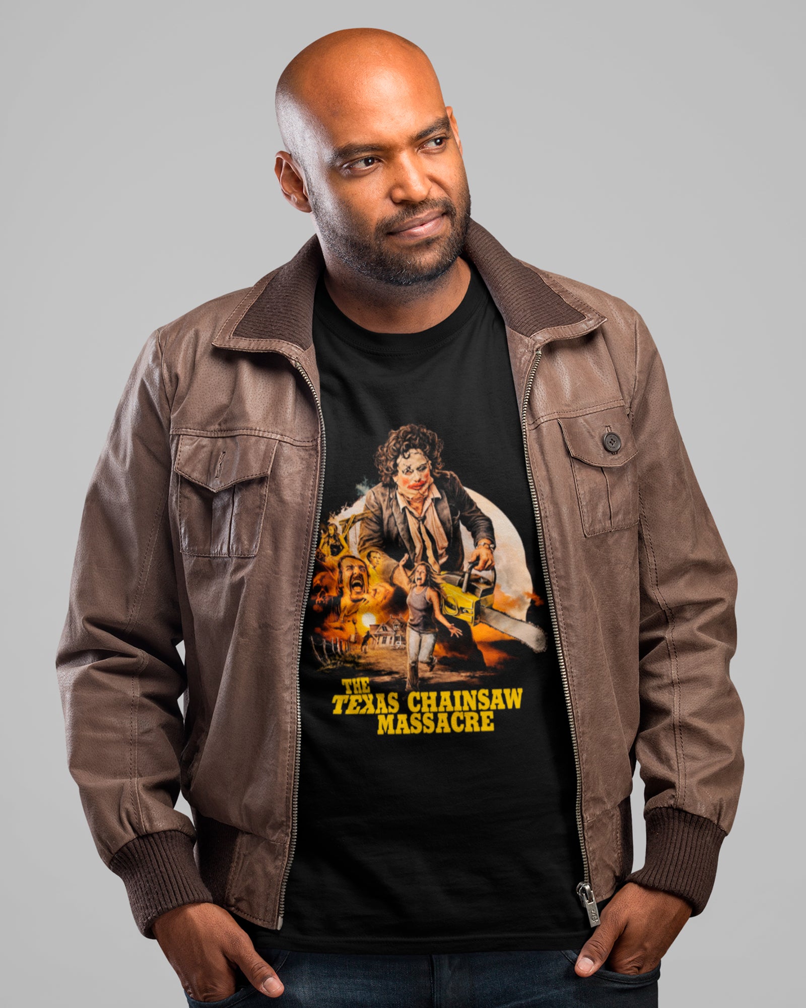 Camiseta Preta The Texas Chainsaw Massacre Personagens Unissex